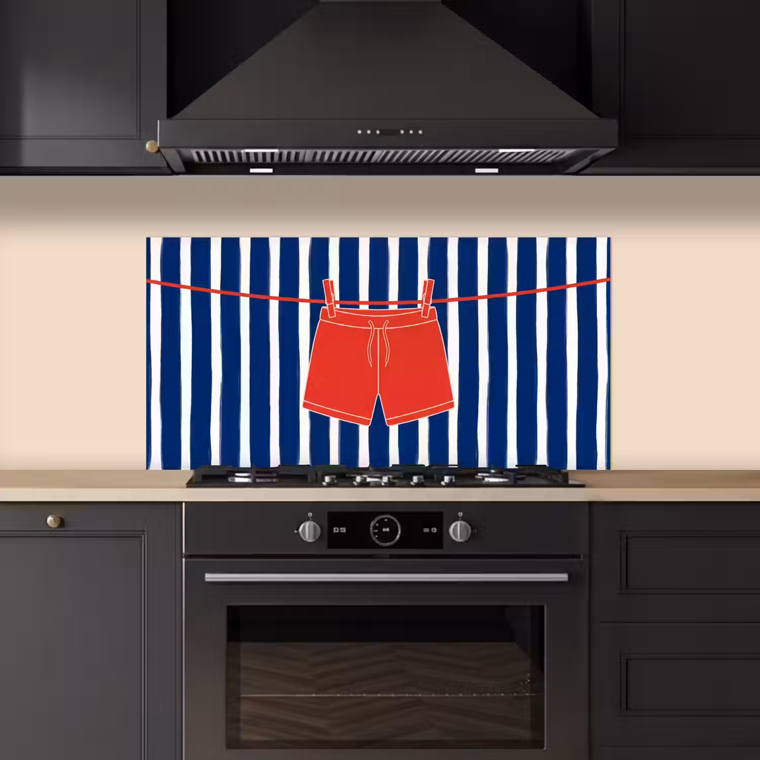 Shorts - Waslijn - Zomer - Illustratie - Rood keuken achterwand spatscherm middel -sfeer1