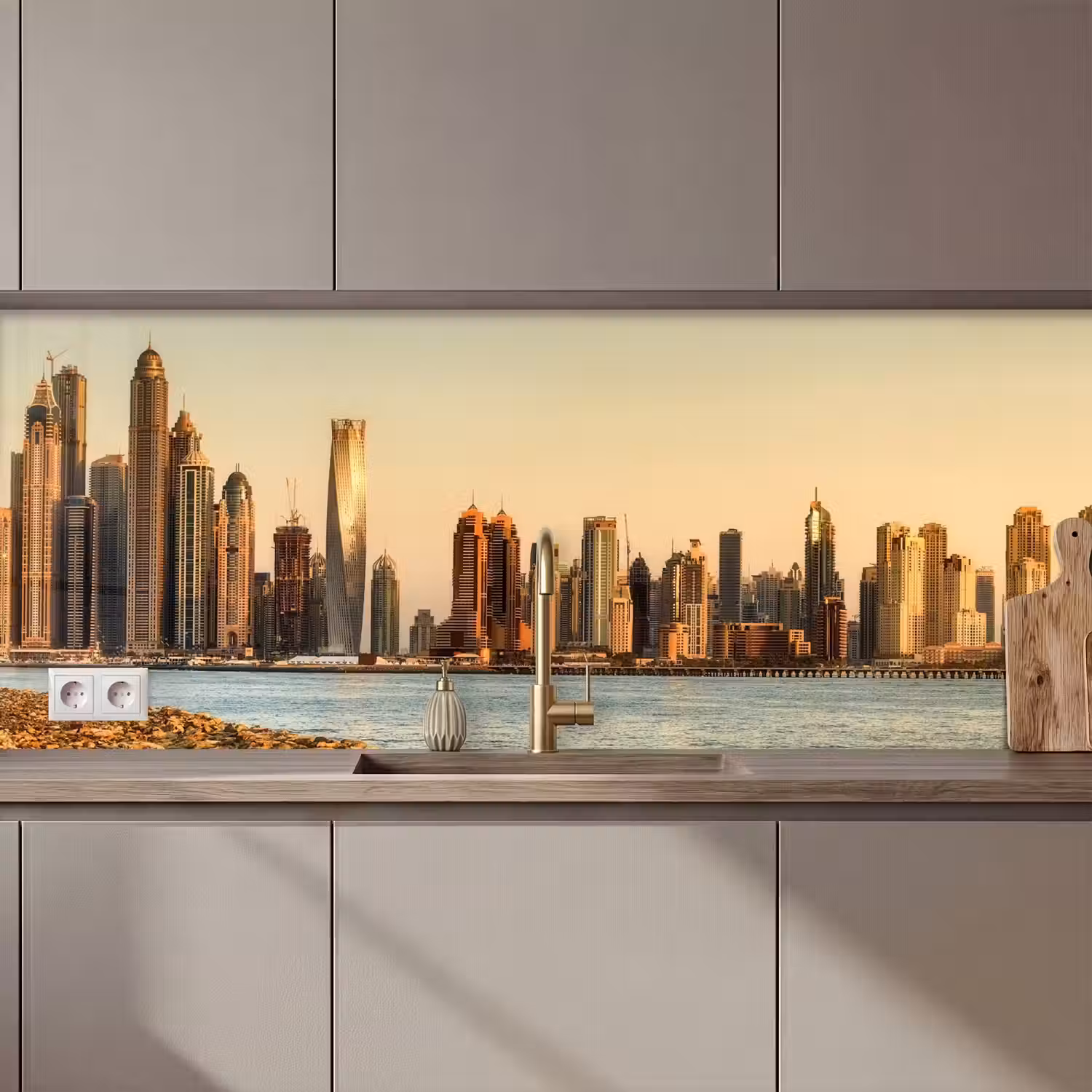 Skyline - Kanaal - Wolkenkrabbers keuken achterwand 2 middel zz_3dshopping