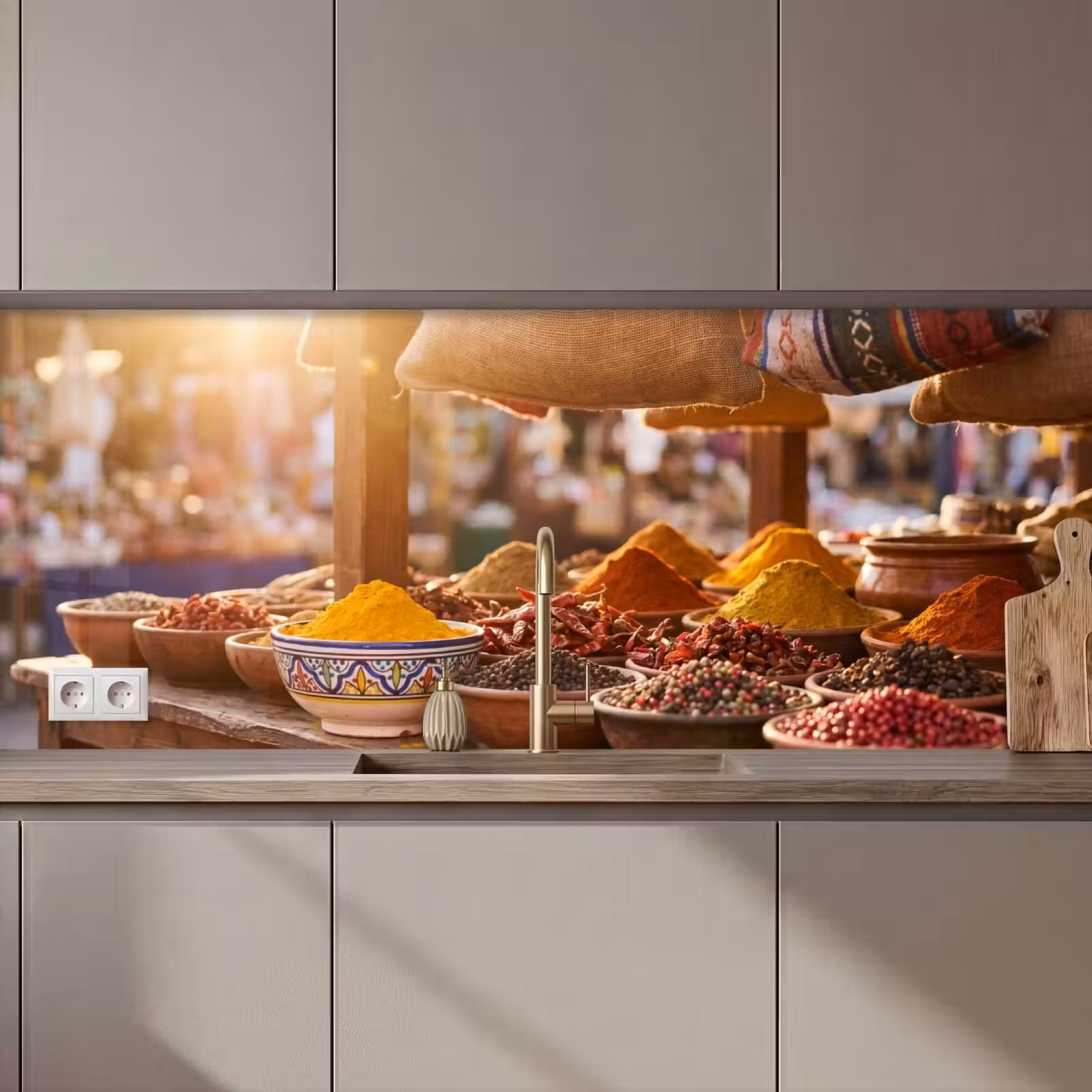 Kitchen Wall Splashback - Spices - Market - Colorful - Specerijen - Markt - Kleurrijk keuken achterwand 2 middel zz_3dshopping