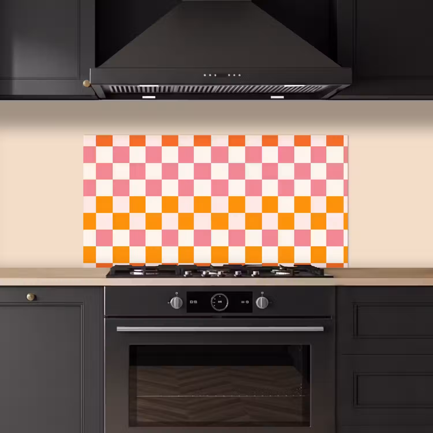 Vierkant - Patroon - Oranje keuken achterwand spatscherm middel 899 -sfeer1