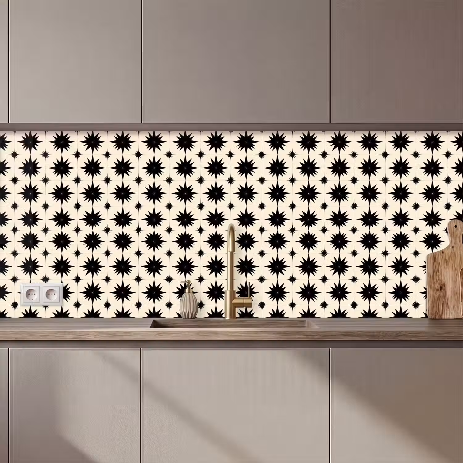 Stervormen - Geometrisch - Zwart keuken achterwand 2 middel 871 zz_3dshopping