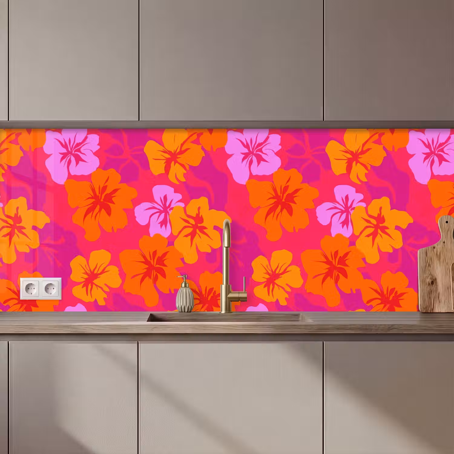Zomers - Hibiscus - Kleurrijk keuken achterwand 2 middel 871 zz_3dshopping
