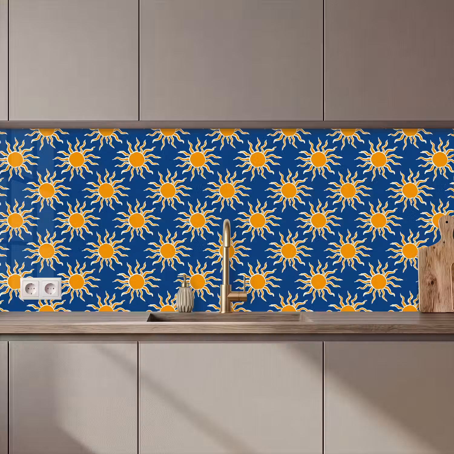 Zon - Patroon - Blauw keuken achterwand 2 middel 871 zz_3dshopping