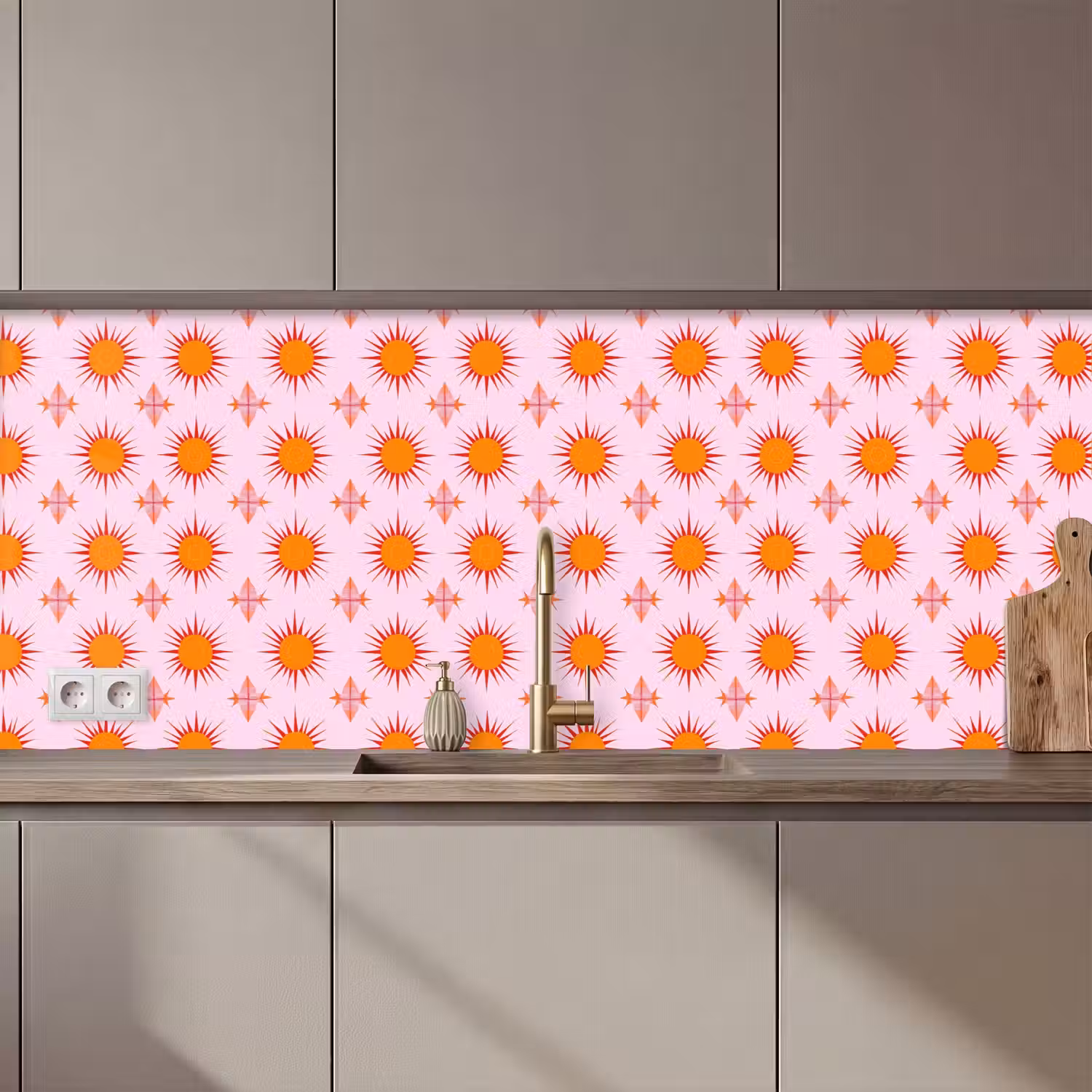 Zon - Patroon - Roze keuken achterwand 2 middel 871 zz_3dshopping