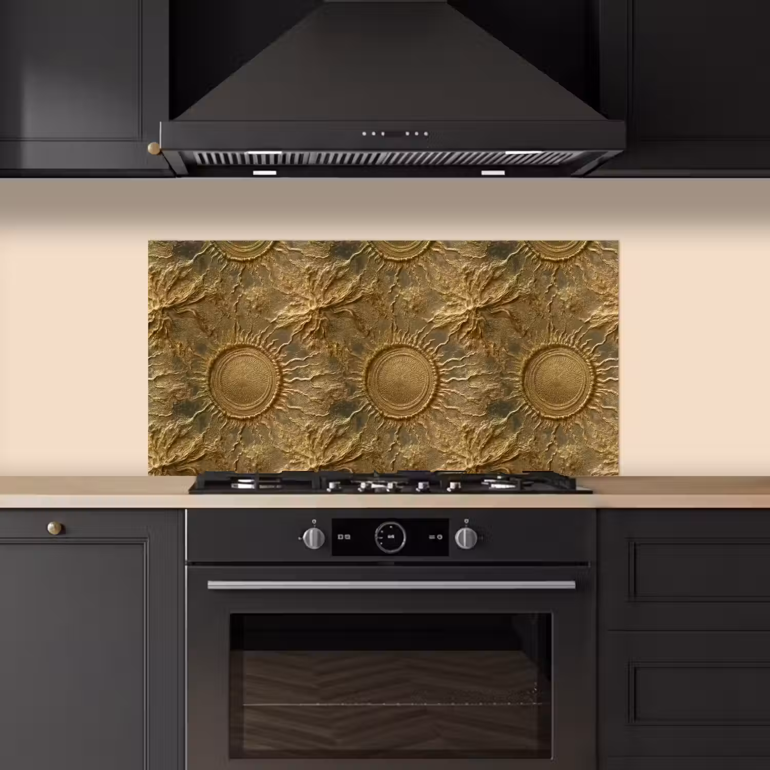 Zon - Reliëf - Antiek - Goud keuken achterwand spatscherm middel 899 -sfeer1