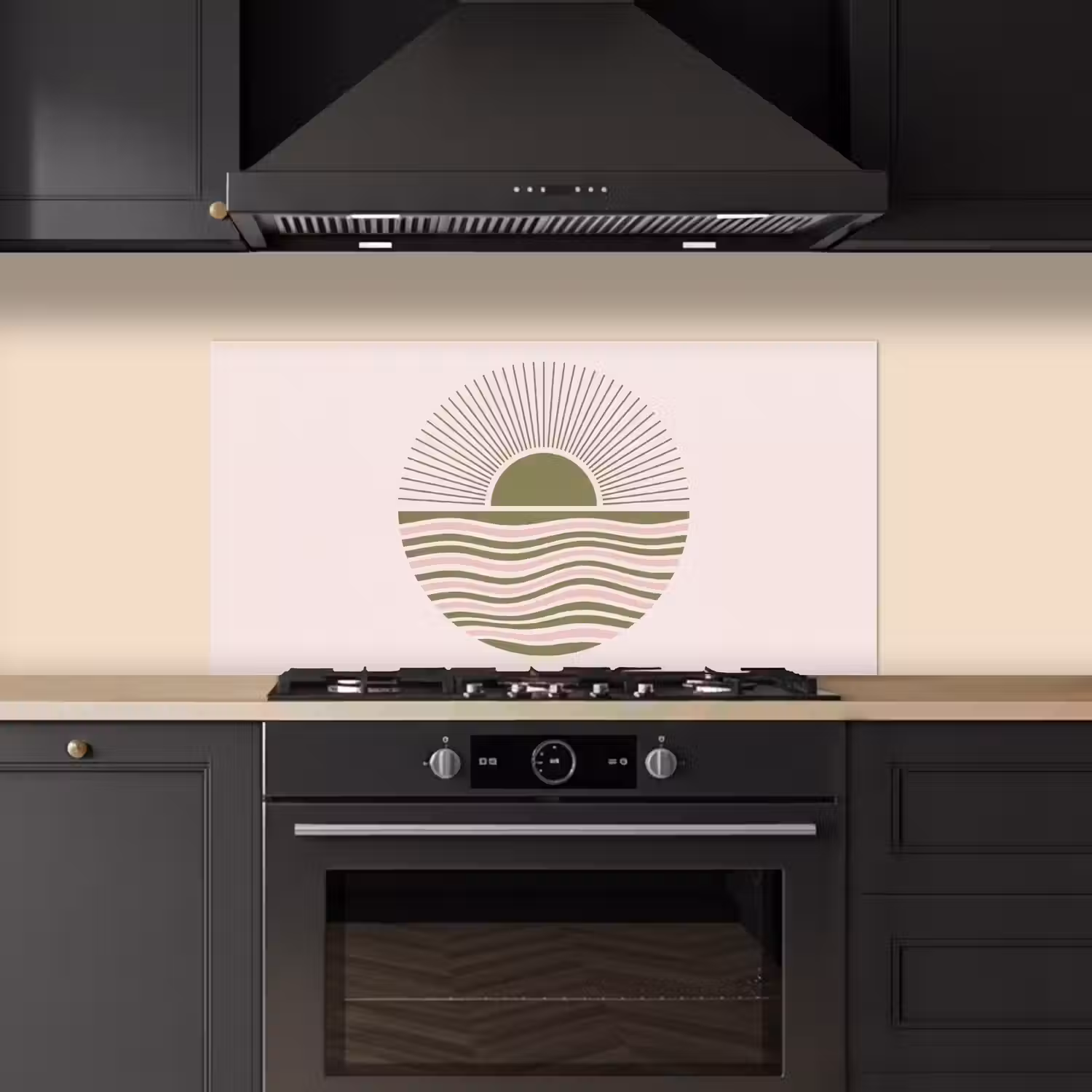 Zon - Zee - Abstract - Modern - Roze keuken achterwand spatscherm middel -sfeer1