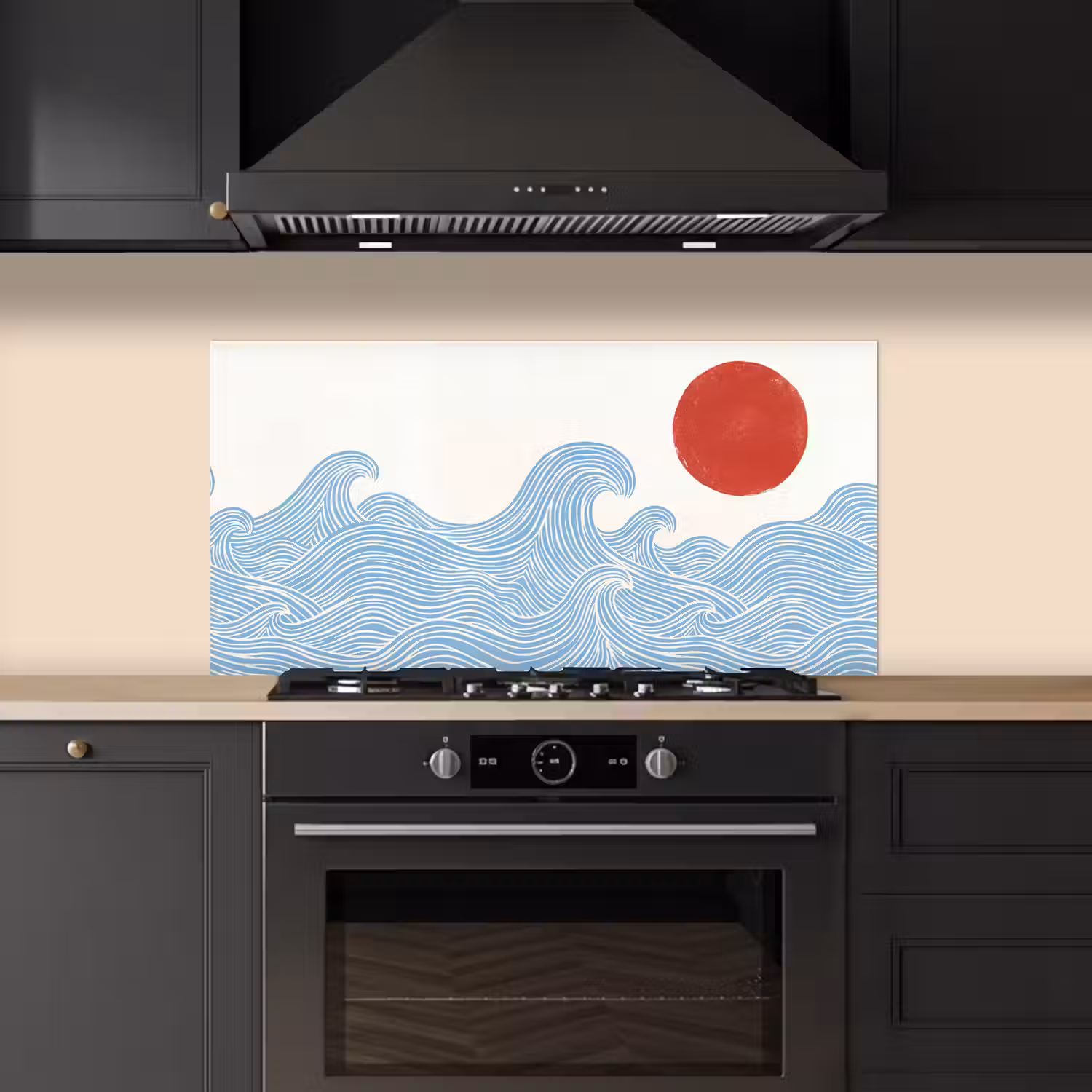 Zon - Golven - Oceaan - Abstract - Rood keuken achterwand spatscherm middel -sfeer1