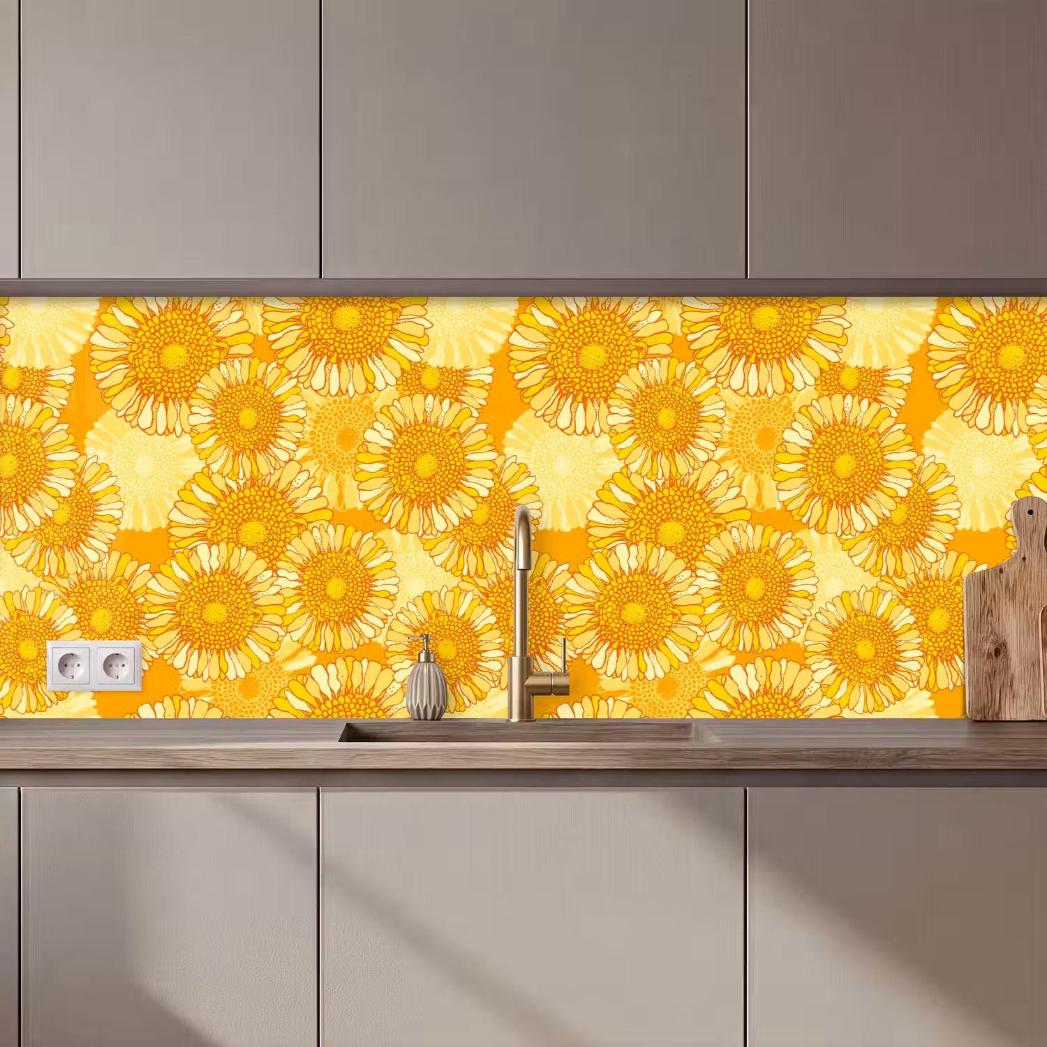 Zonnebloem - Zomer - Patronen - Bloemen keuken achterwand 2 middel 871 zz_3dshopping