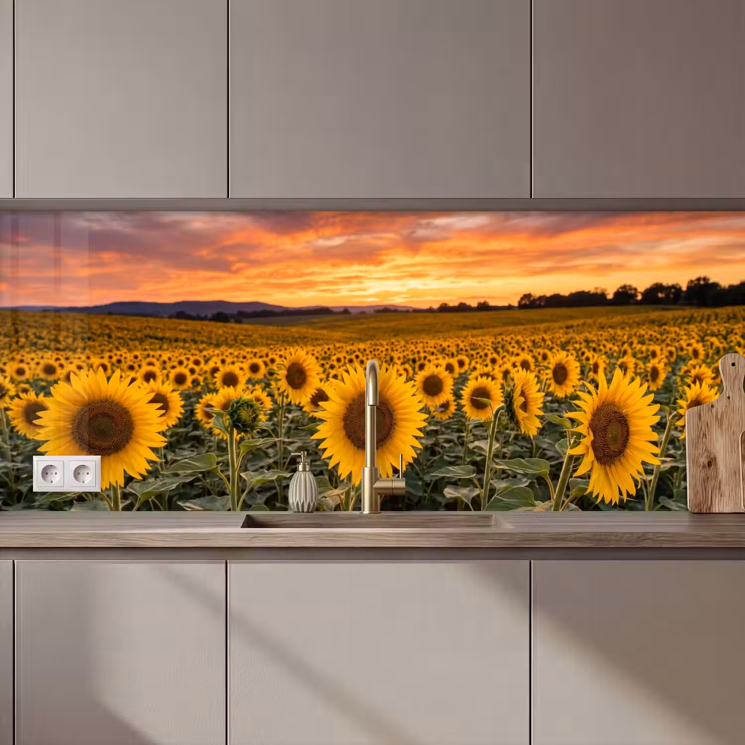 Zonnebloemen - Heuvellandschap - Geel keuken achterwand 2 middel zz_3dshopping