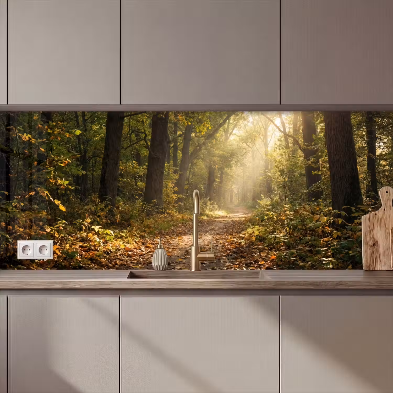 Zonlicht - Bospad - Bomen keuken achterwand 2 middel zz_3dshopping