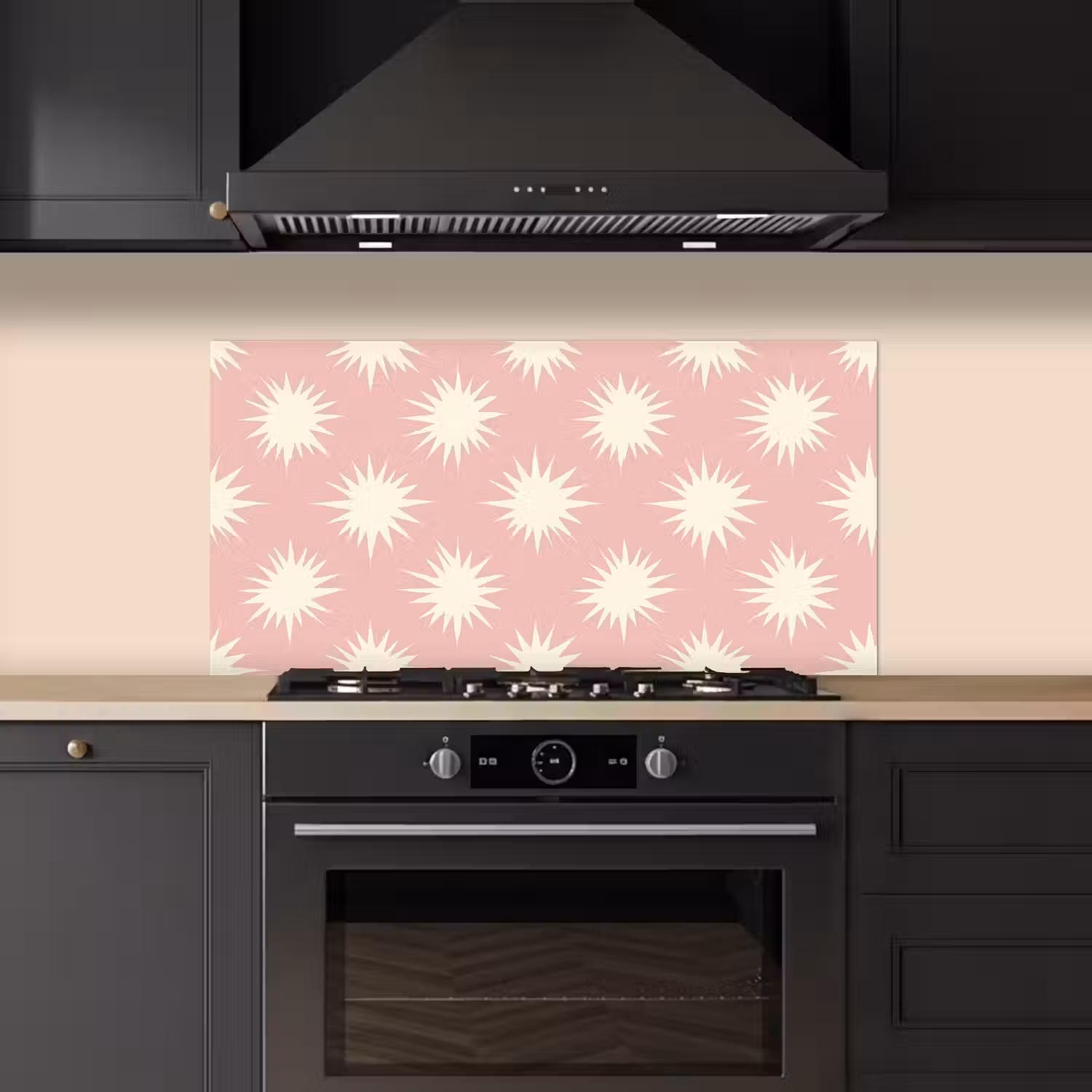 Zonnen - Patroon - Roze keuken achterwand spatscherm middel 899 -sfeer1