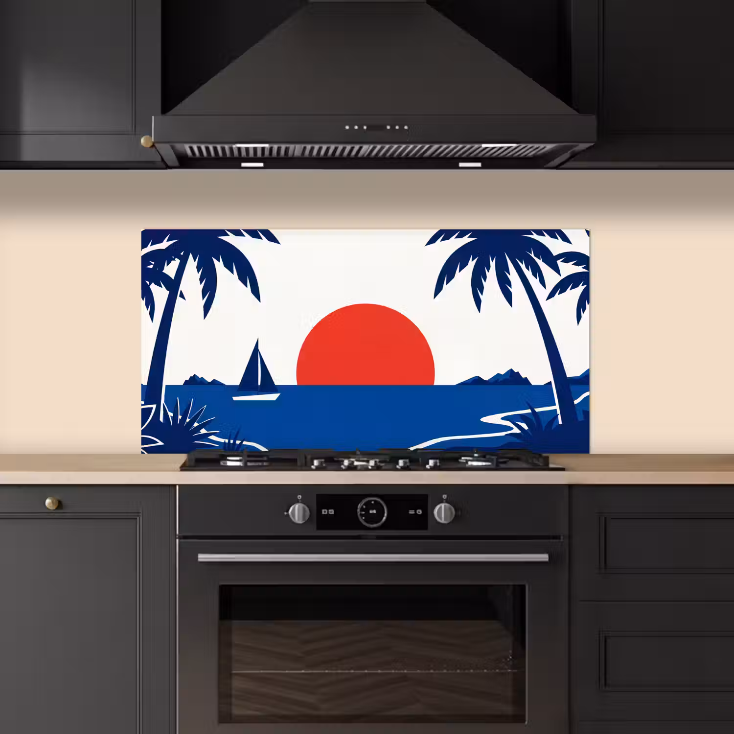 Zonsondergang - Zee - Palmboom - Tropisch - Modern keuken achterwand spatscherm middel -sfeer1