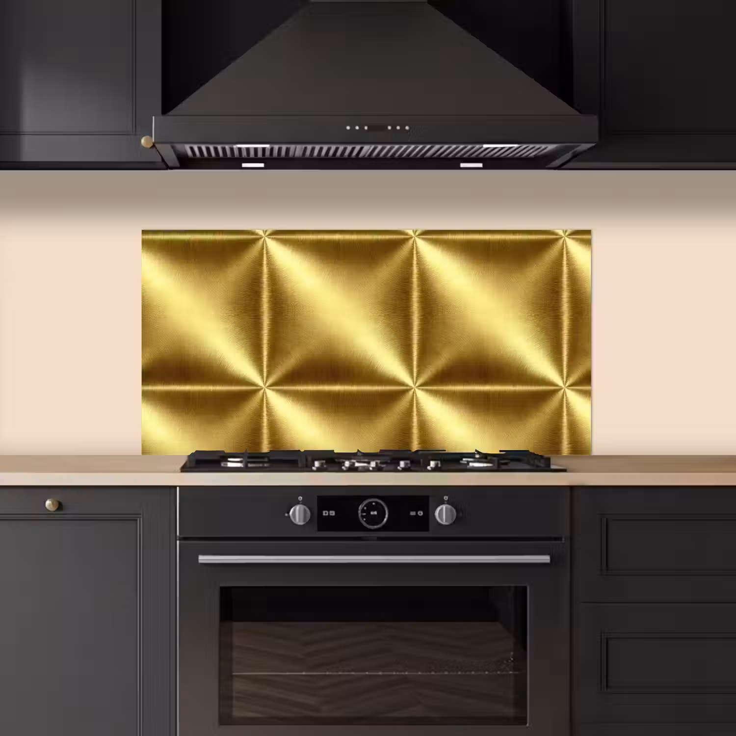 Textuur - Geborsteld Goud - Industrieel - Metallic keuken achterwand spatscherm middel 899 -sfeer1