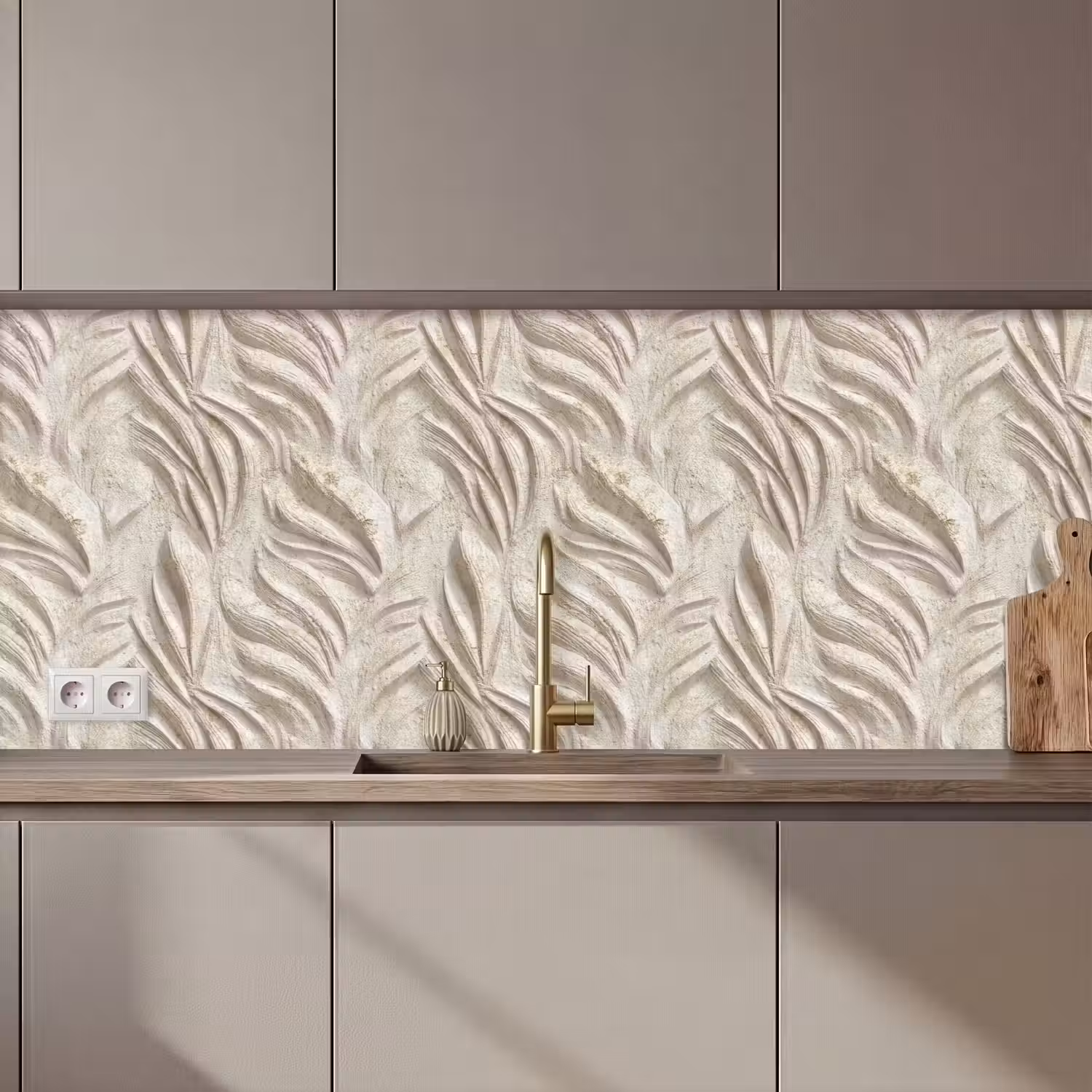 Textuur - Reliëf - Beige keuken achterwand 2 middel 871 zz_3dshopping