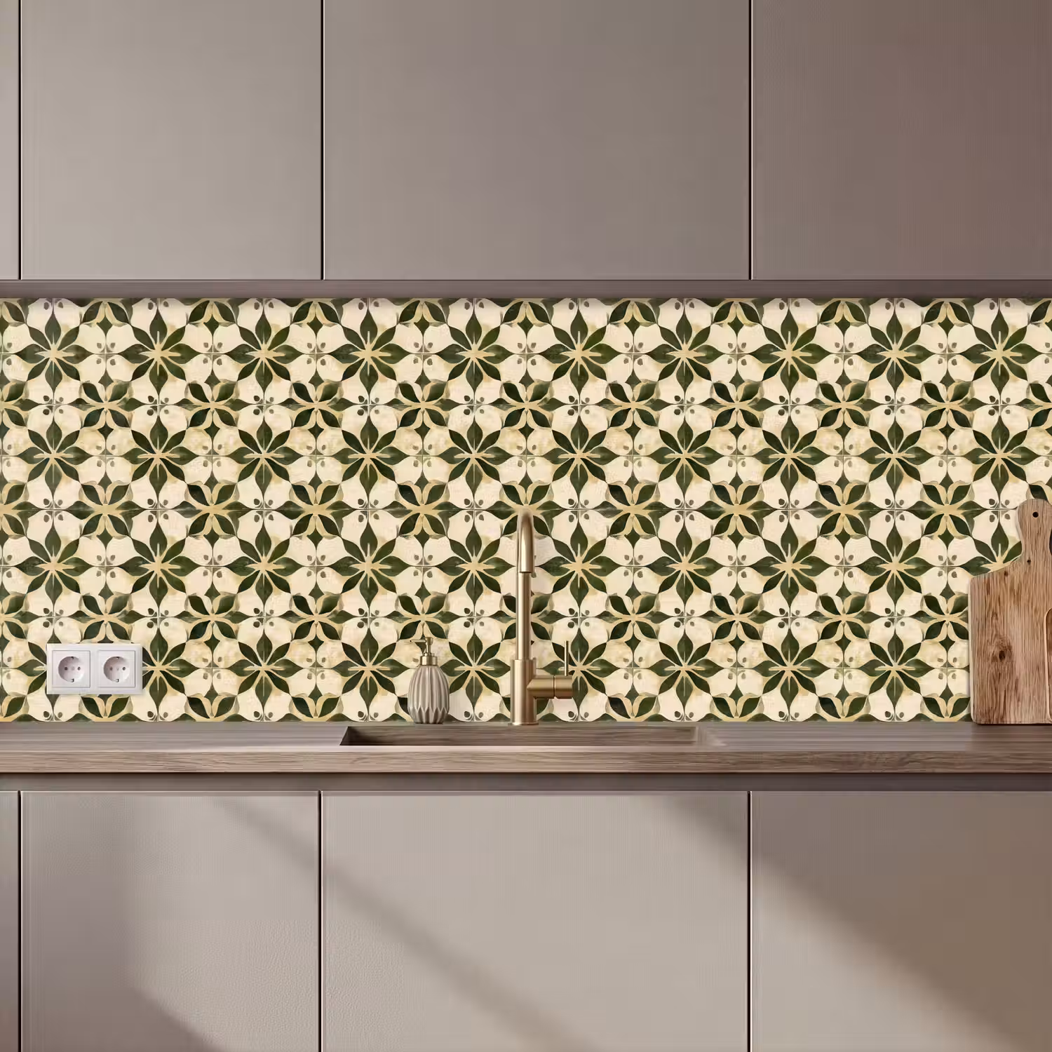 Tegel - Dessin - Groen keuken achterwand 2 middel 871 zz_3dshopping
