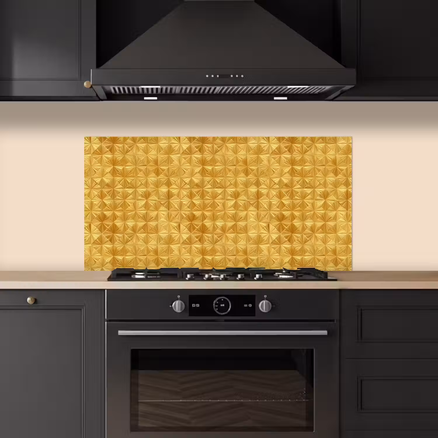 Tegels - Geometrisch - Reliëf - Goud keuken achterwand spatscherm middel 899 -sfeer1