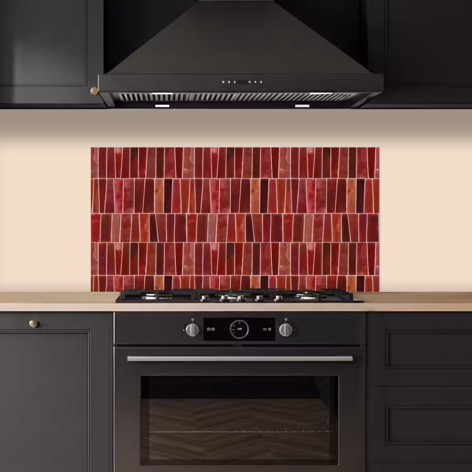 Tegels - Modern - Structuur - Dieprood keuken achterwand spatscherm middel 899 -sfeer1