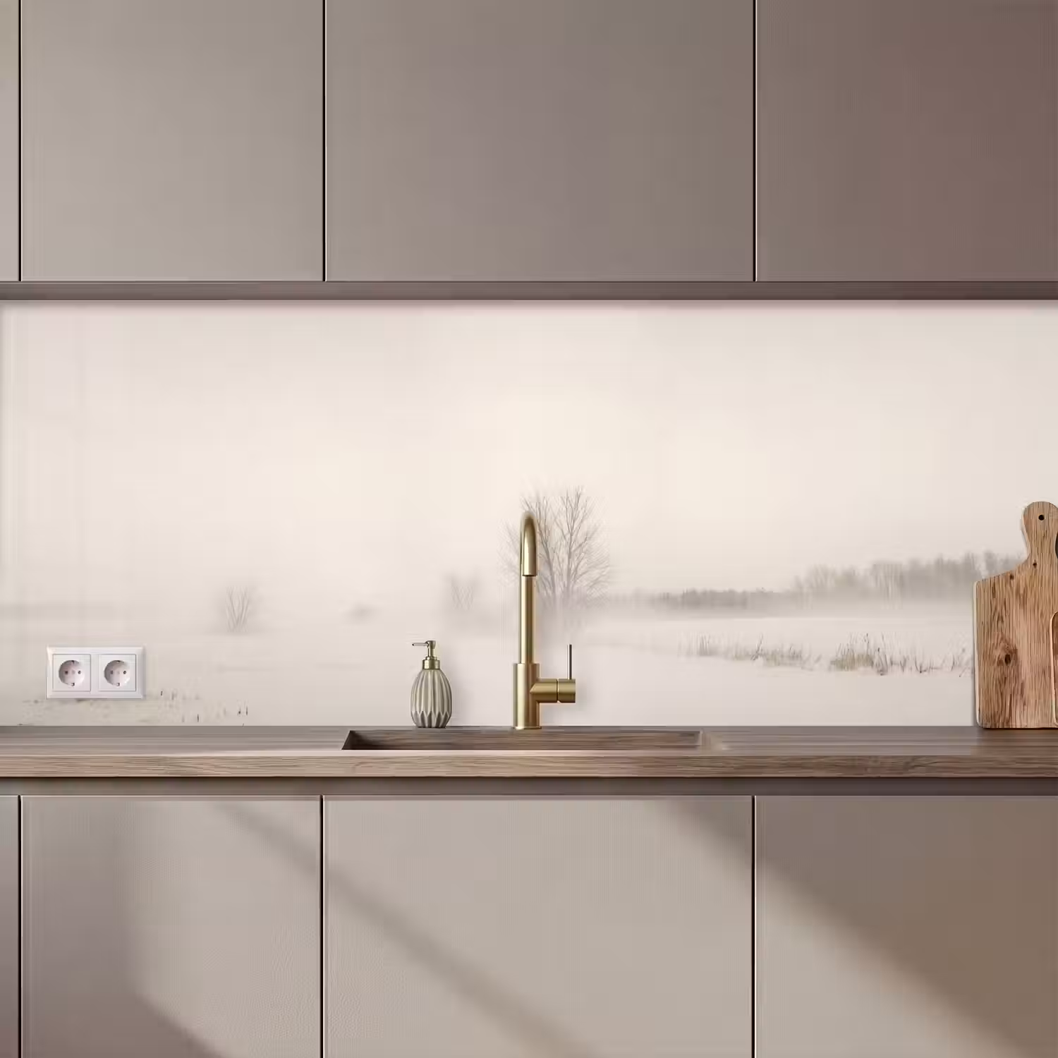 Boom - Mist - Sneeuw - Winter - Minimalistisch keuken achterwand 2 middel zz_3dshopping
