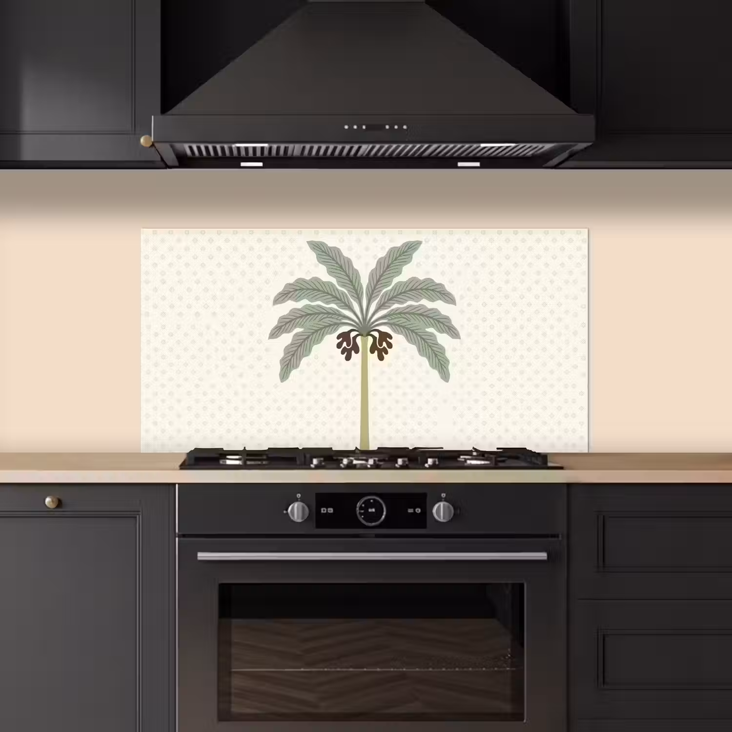 Boom - Bladeren - Groen - Decoratief - Beige keuken achterwand spatscherm middel -sfeer1