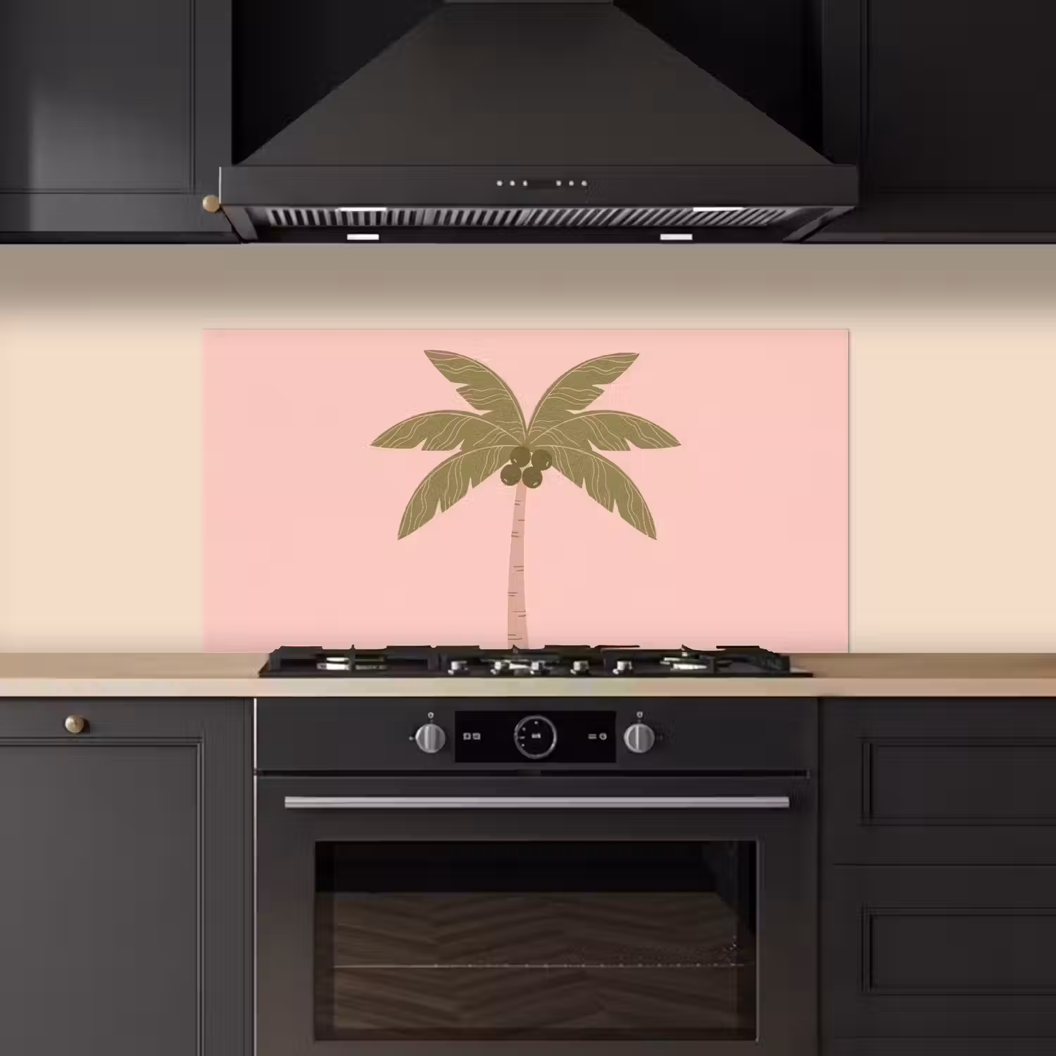 Boom - Palm - Natuur - Illustratie - Roze keuken achterwand spatscherm middel -sfeer1