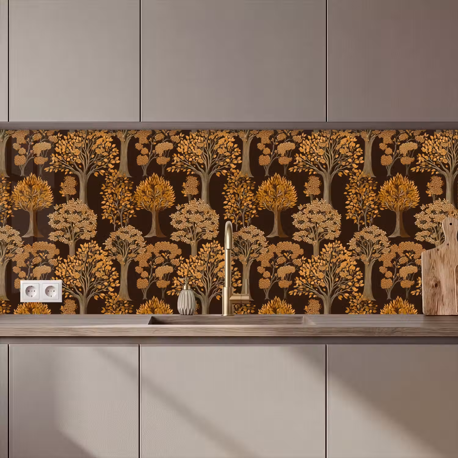 Bomen - Patroon - Bruin keuken achterwand 2 middel 871 zz_3dshopping