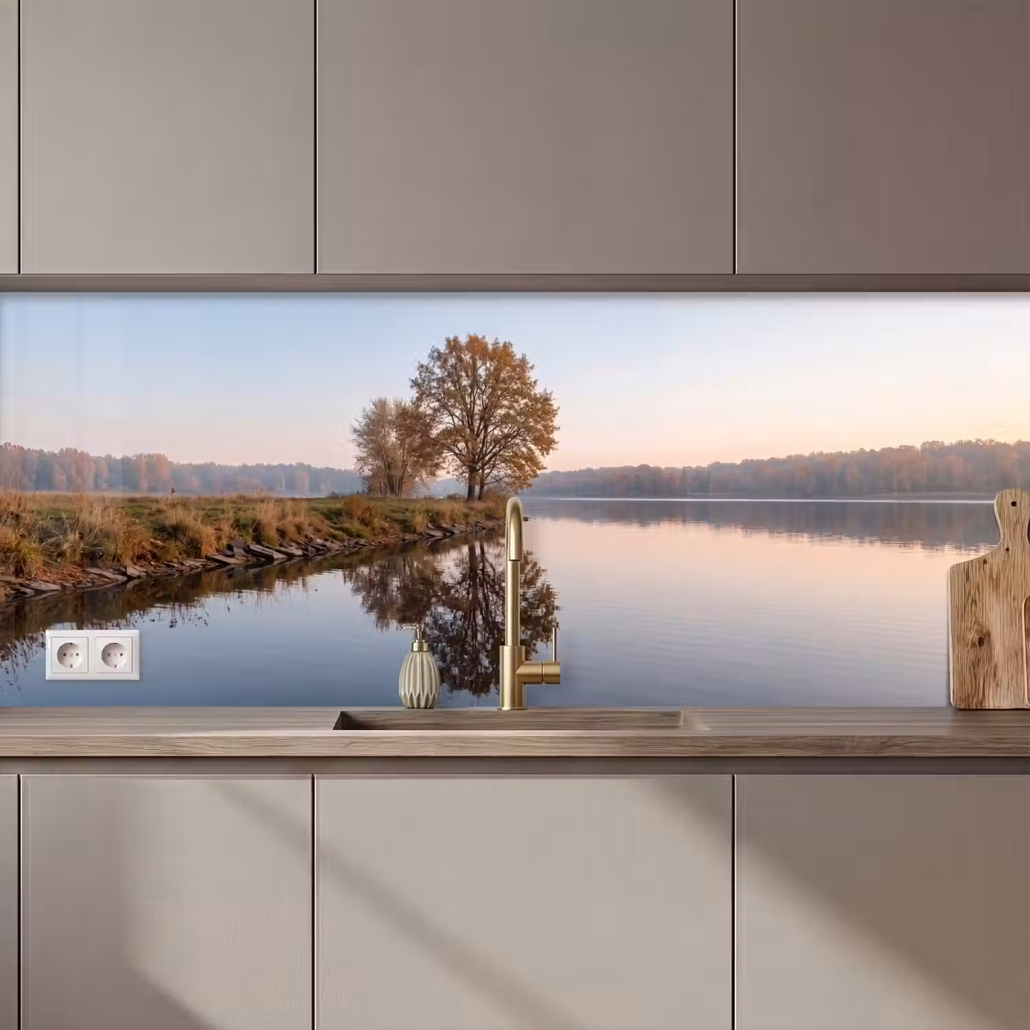 Bomen - Reflectie - Water - Zonsopgang - Serene keuken achterwand 2 middel zz_3dshopping