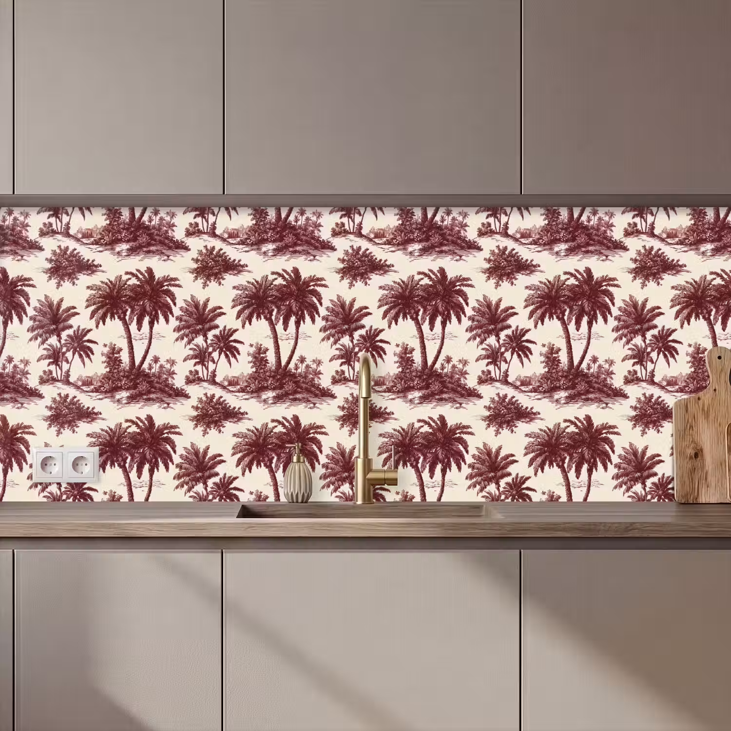 Tropisch - Geometrisch - Bordeauxrood keuken achterwand 2 middel 871 zz_3dshopping