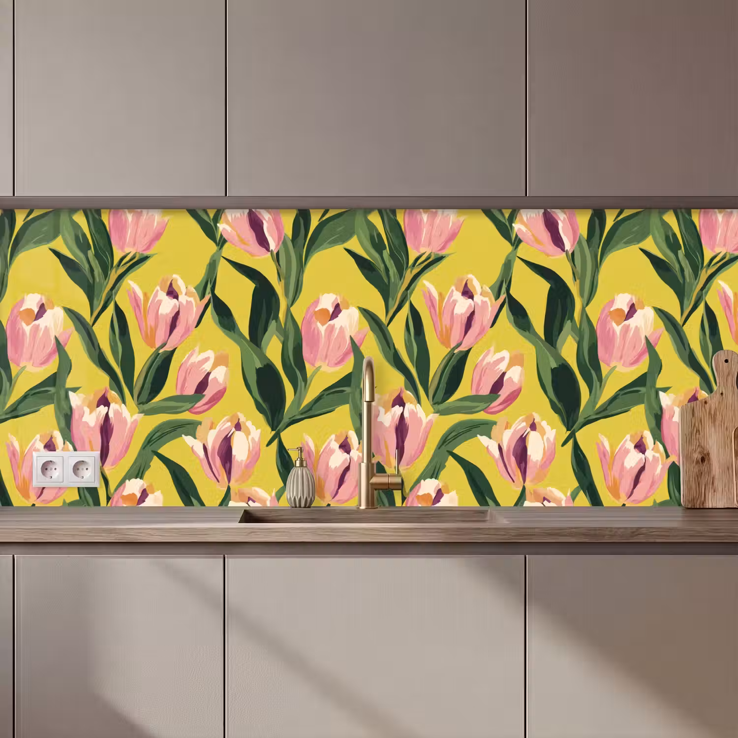 Tulpen - Botanisch - Geel keuken achterwand 2 middel 871 zz_3dshopping
