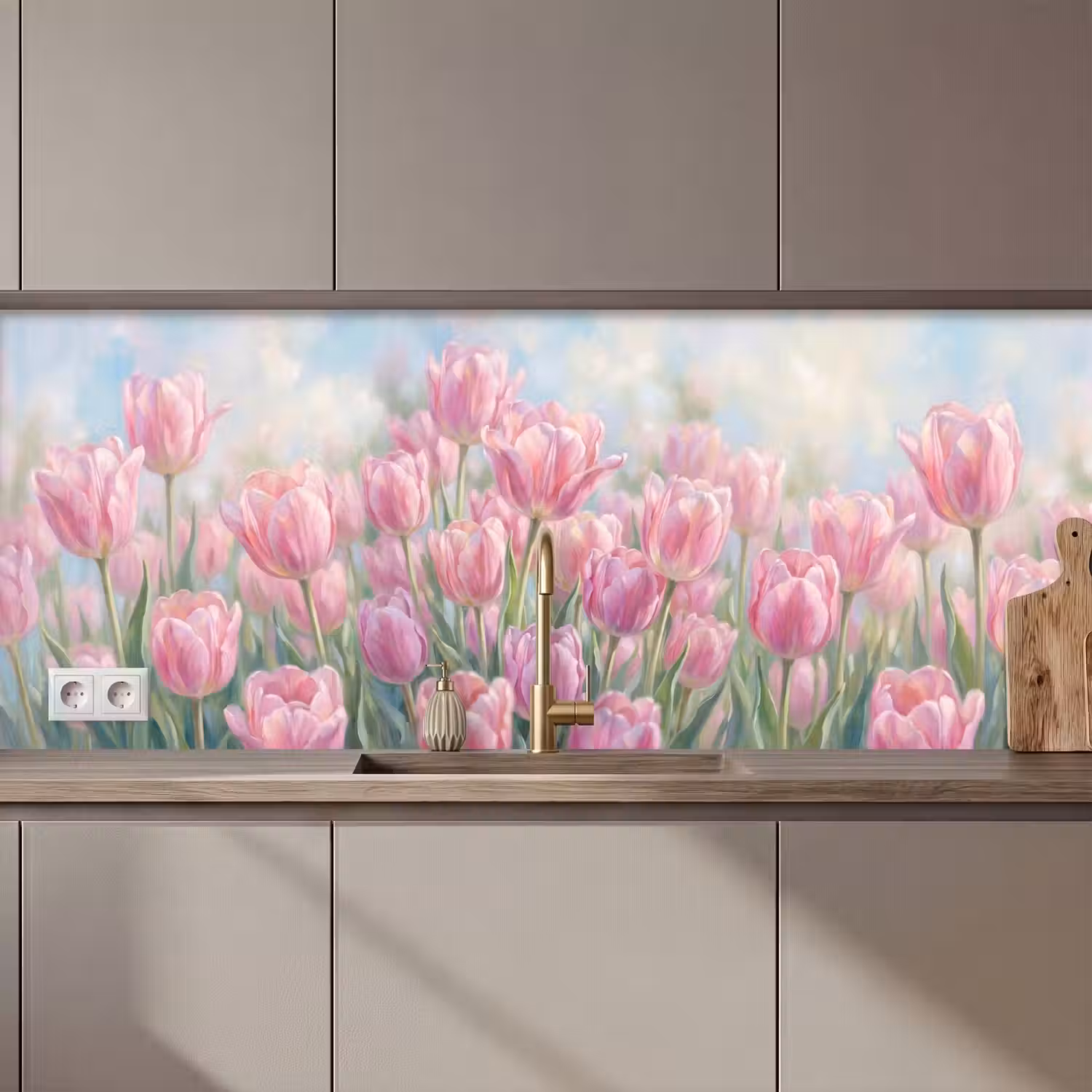 Tulpen - Veld - Lente - Roze keuken achterwand 2 middel zz_3dshopping