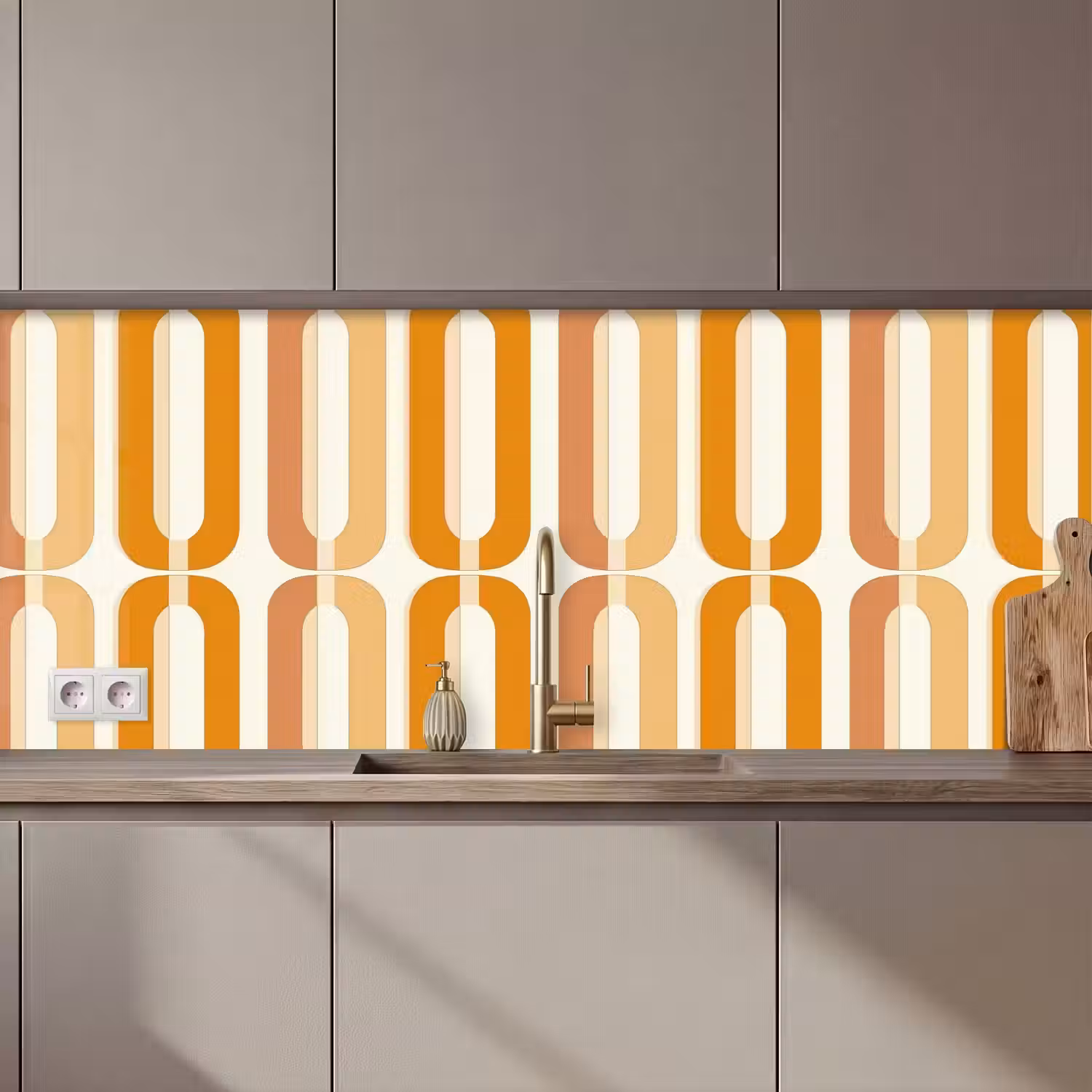 U-vorm - Retro - Oranje keuken achterwand 2 middel 871 zz_3dshopping