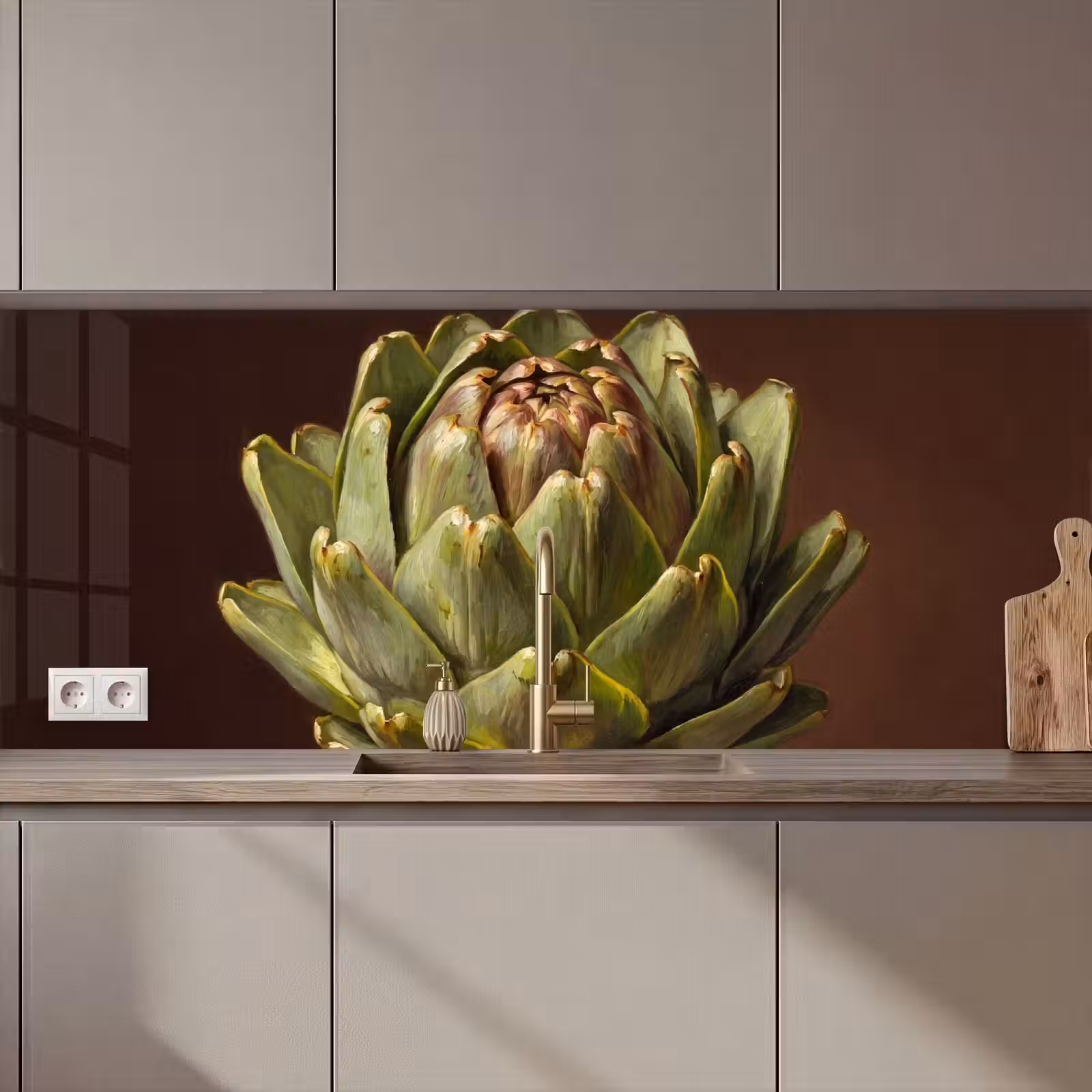 Kitchen Wall Splashback - Vegetable - Artichoke - Green - Groente - Artisjok - Groen keuken achterwand 2 middel zz_3dshopping