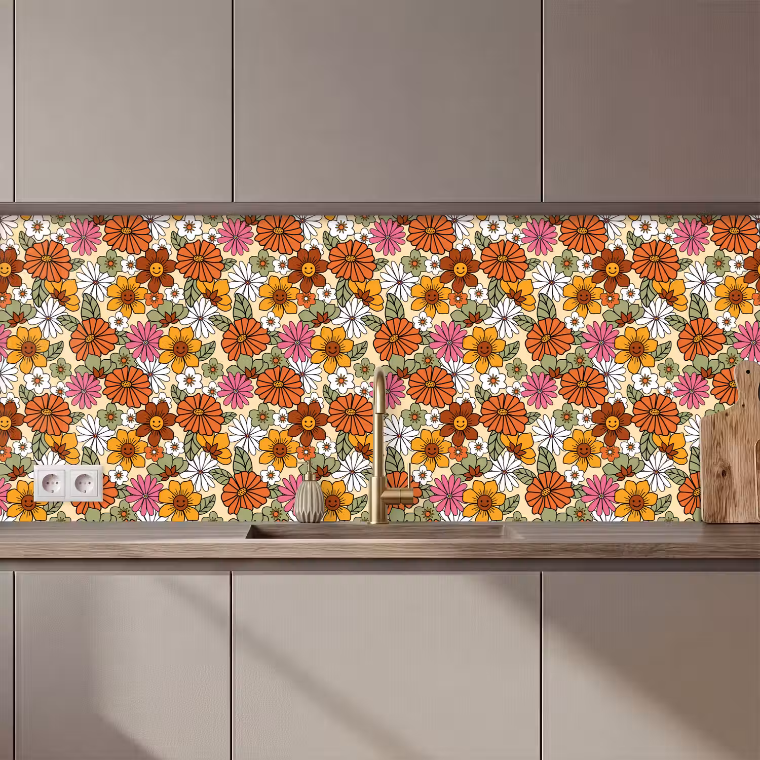 Vintage - Bloemen - Patronen keuken achterwand 2 middel 871 zz_3dshopping