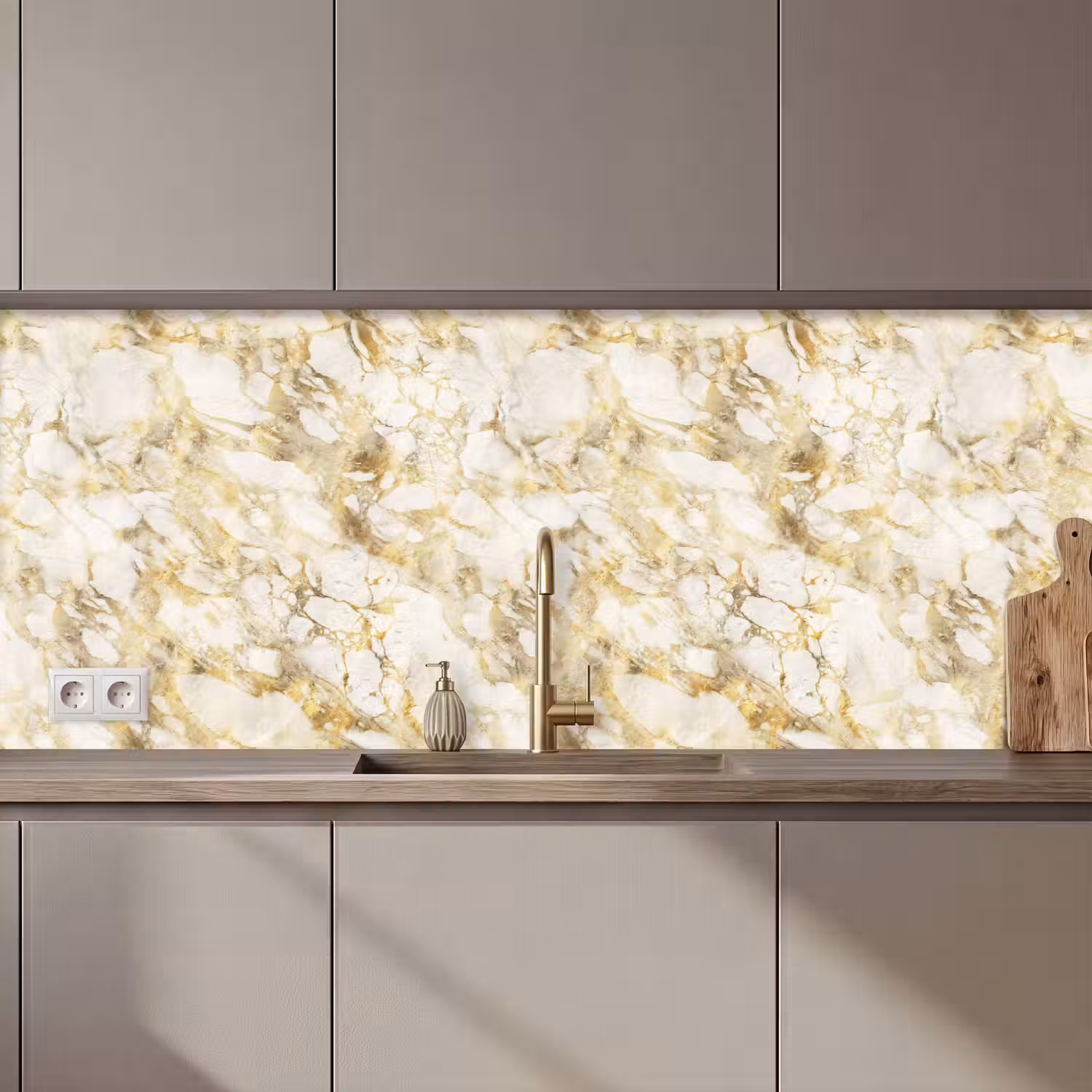 Warm - Gouden - Marmer - Patroon keuken achterwand 2 middel 871 zz_3dshopping