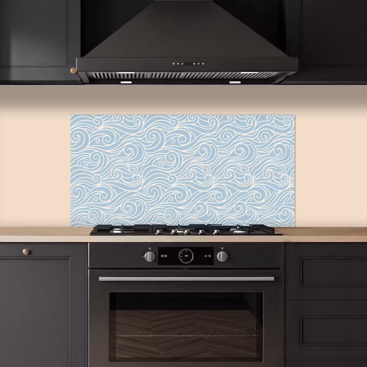 Golf - Abstract - Natuur - Modern - Blauw keuken achterwand spatscherm middel -sfeer1
