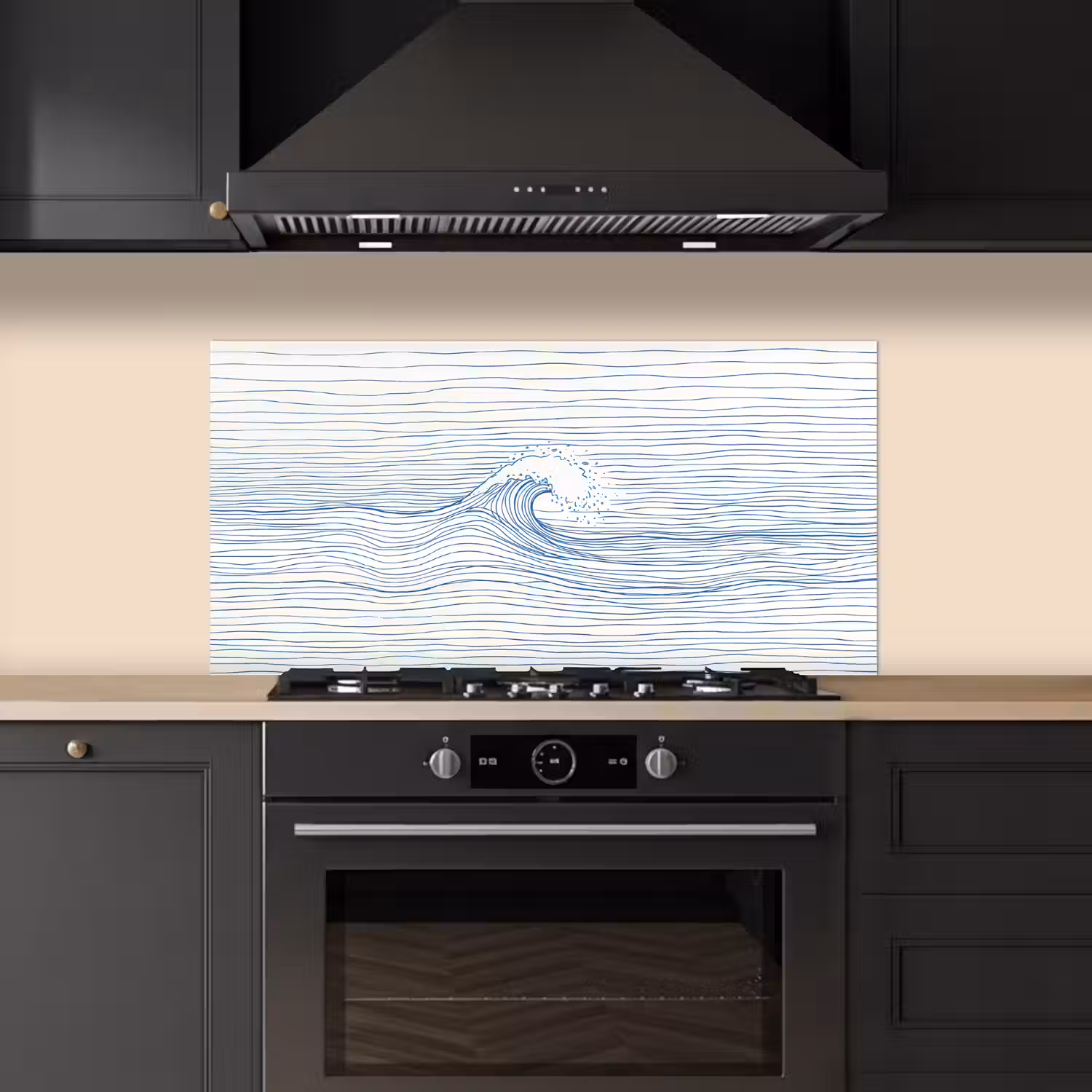 Golf - Brekende - Natuur - Minimalistisch - Blauw keuken achterwand spatscherm middel -sfeer1