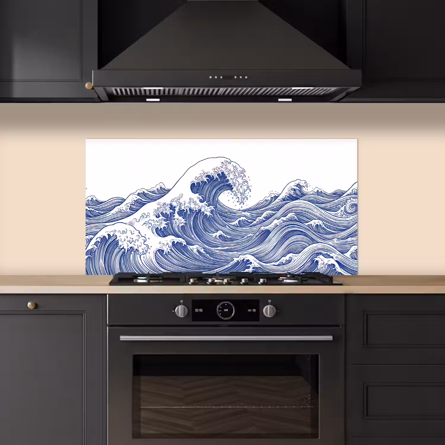 Golf - Japans - Zee - Illustratie - Blauw keuken achterwand spatscherm middel -sfeer1