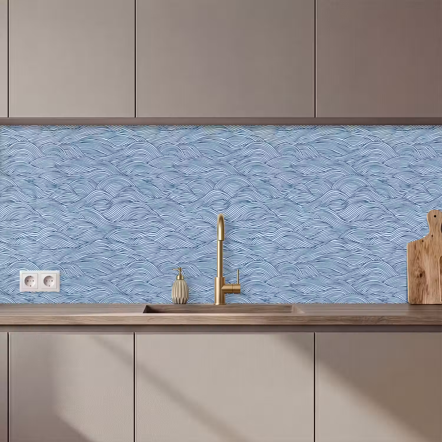 Golven - Ritmisch - Blauw keuken achterwand 2 middel 871 zz_3dshopping