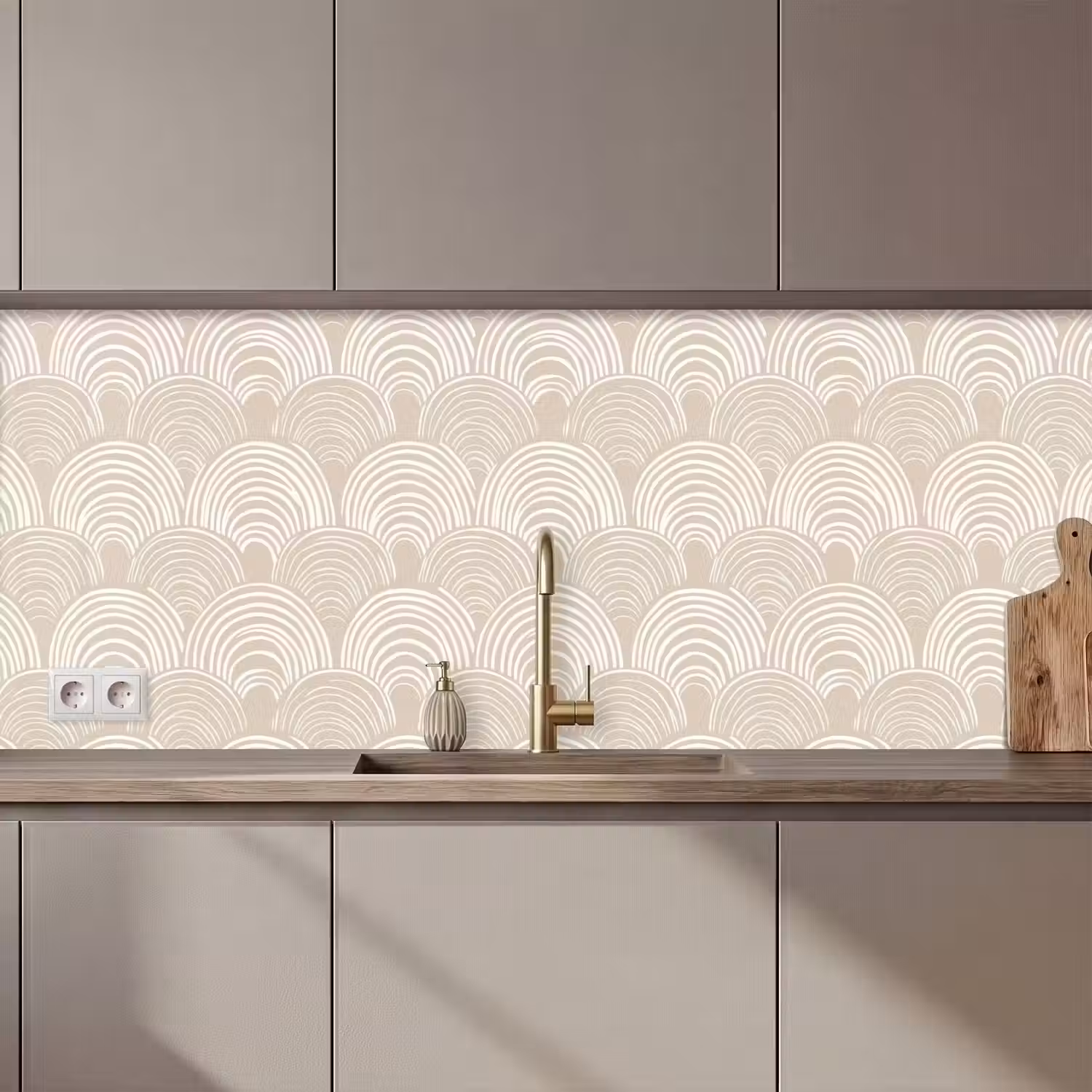Golven - Structuur - Beige keuken achterwand 2 middel 871 zz_3dshopping