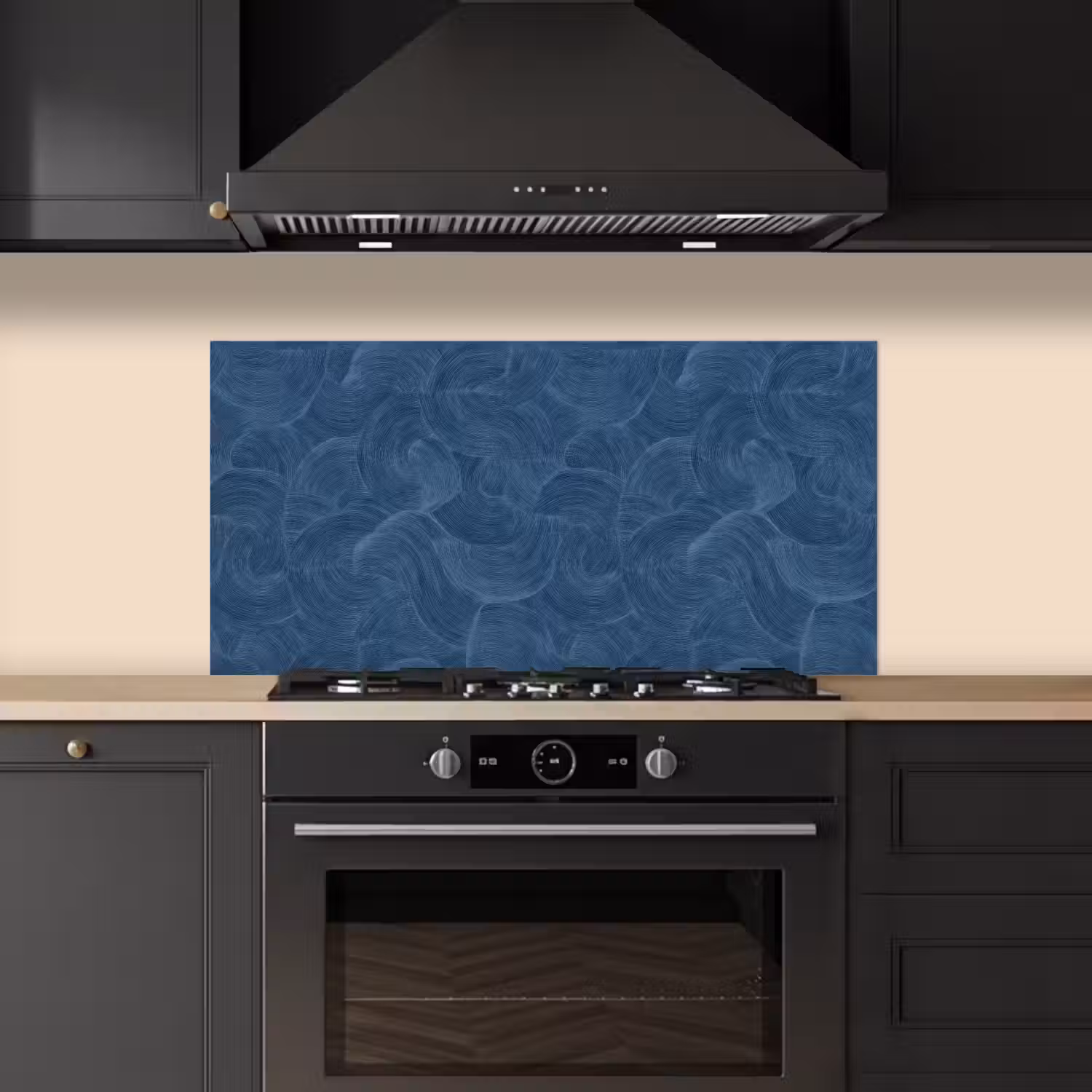 Golven - Textuur - Patroon - Blauw keuken achterwand spatscherm middel 899 -sfeer1