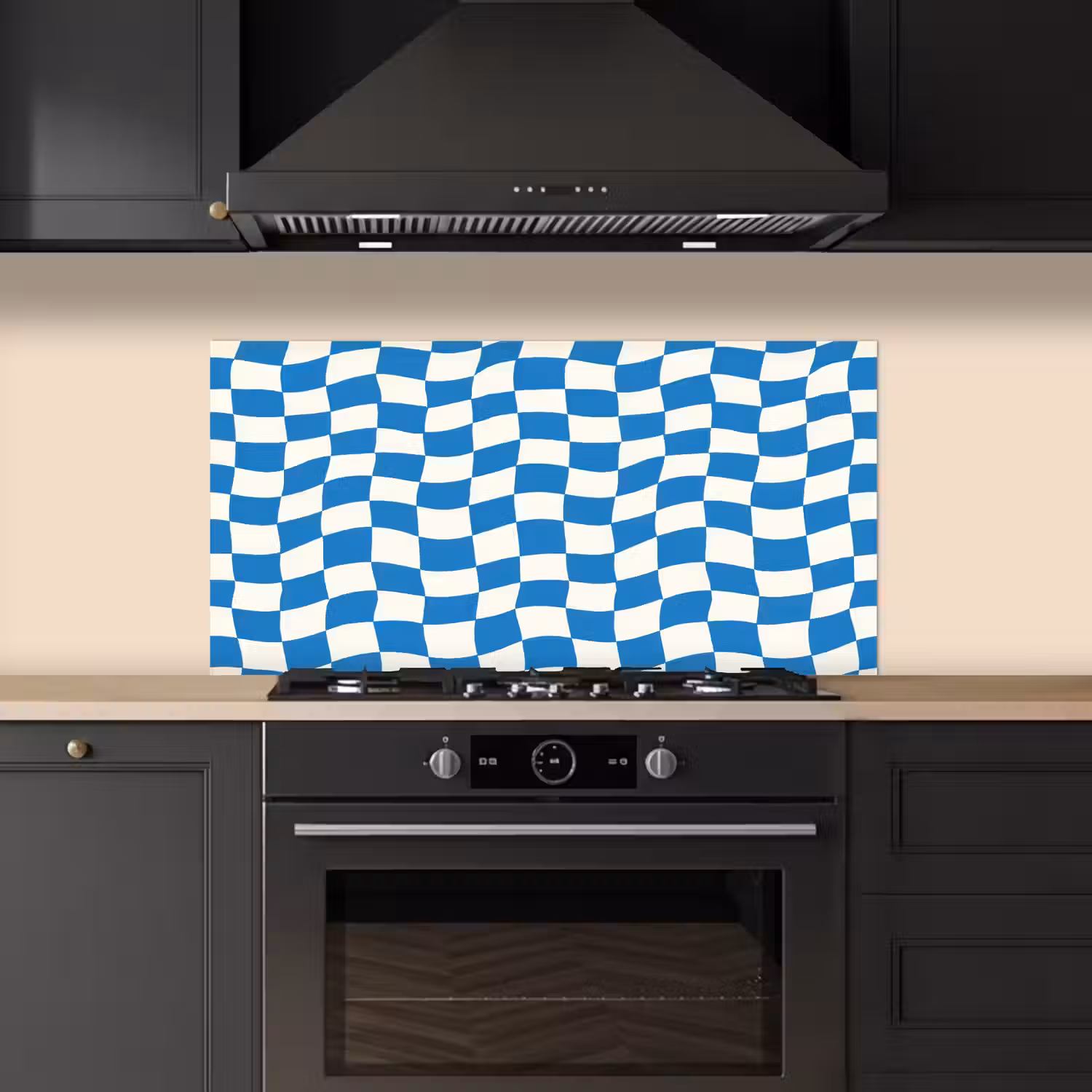 Golvend - Patroon - Blauw keuken achterwand spatscherm middel 899 -sfeer1