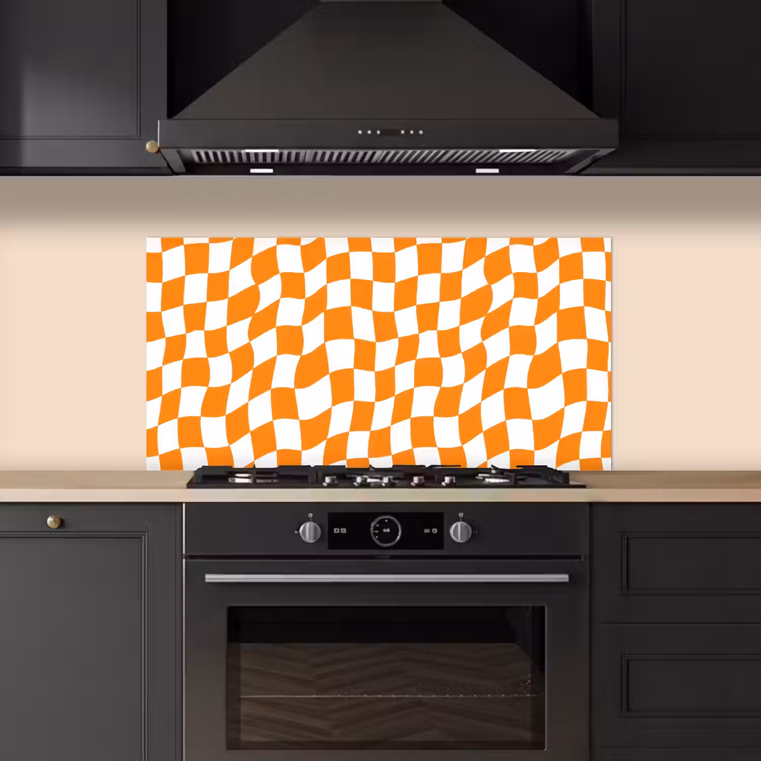 Golvend - Patroon - Oranje keuken achterwand spatscherm middel 899 -sfeer1