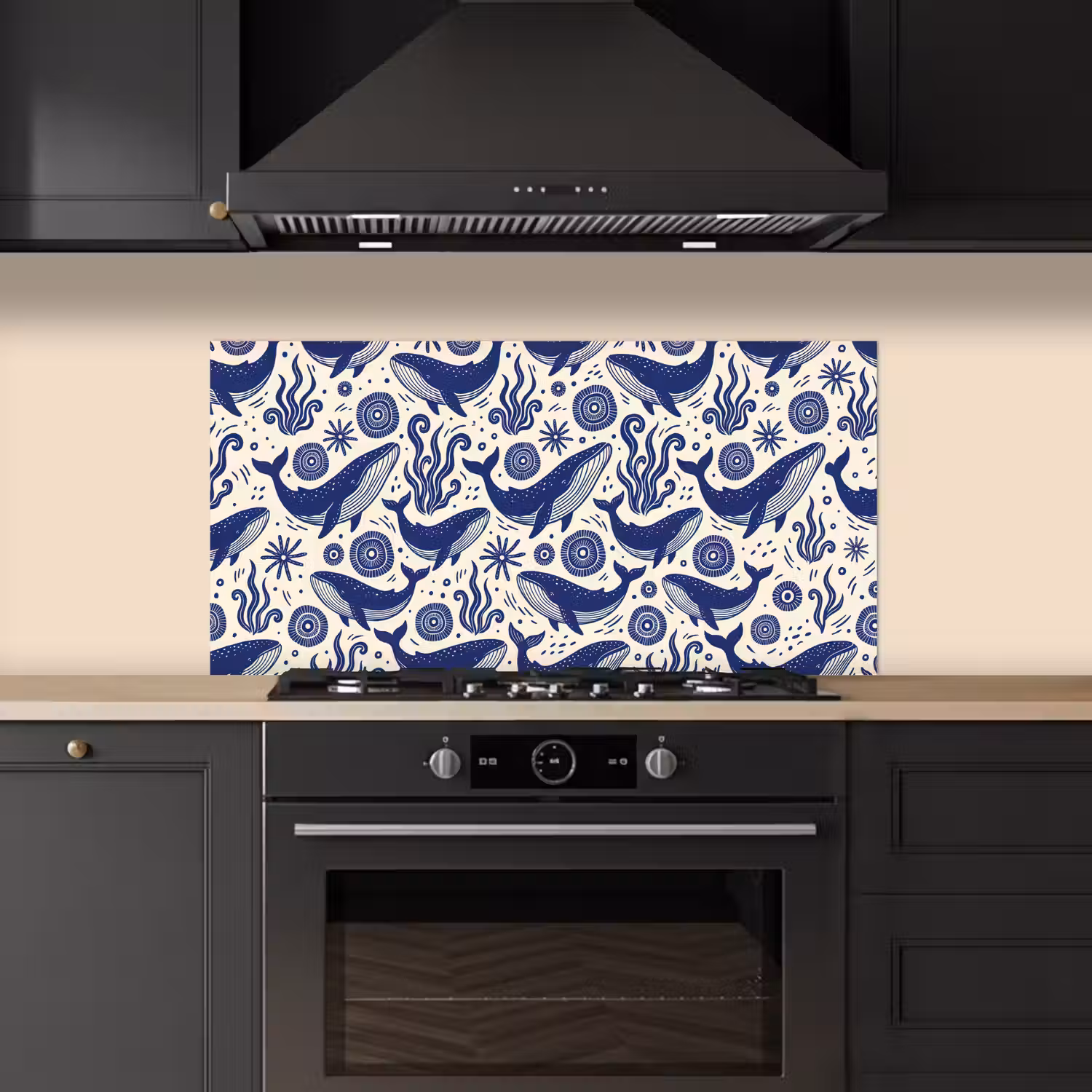 Walvis - Onderwater - Dieren - Abstract - Blauw keuken achterwand spatscherm middel -sfeer1