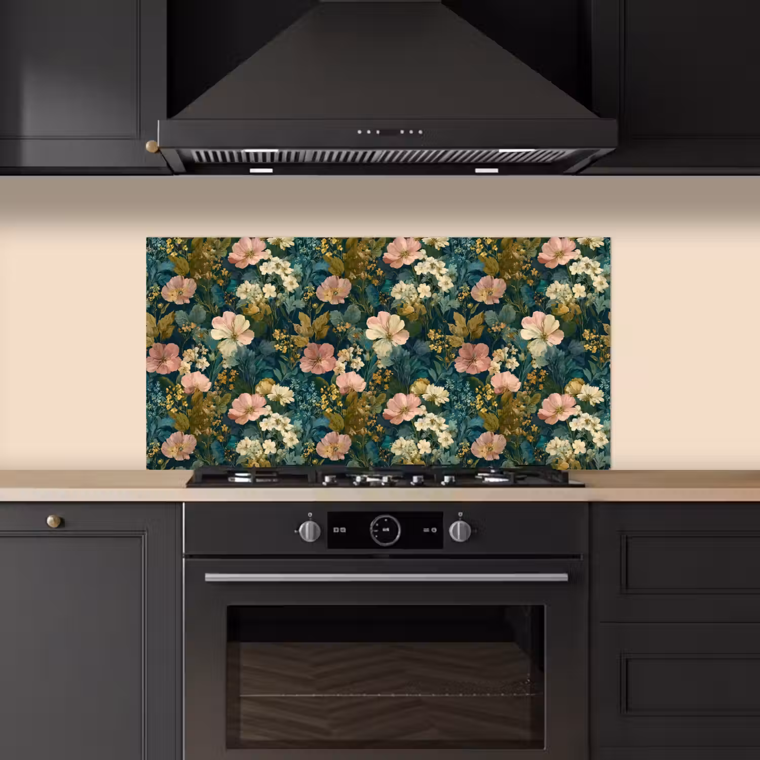 Wilde bloemen - Botanisch - Patroon - Roze - Romantisch keuken achterwand spatscherm middel 899 -sfeer1