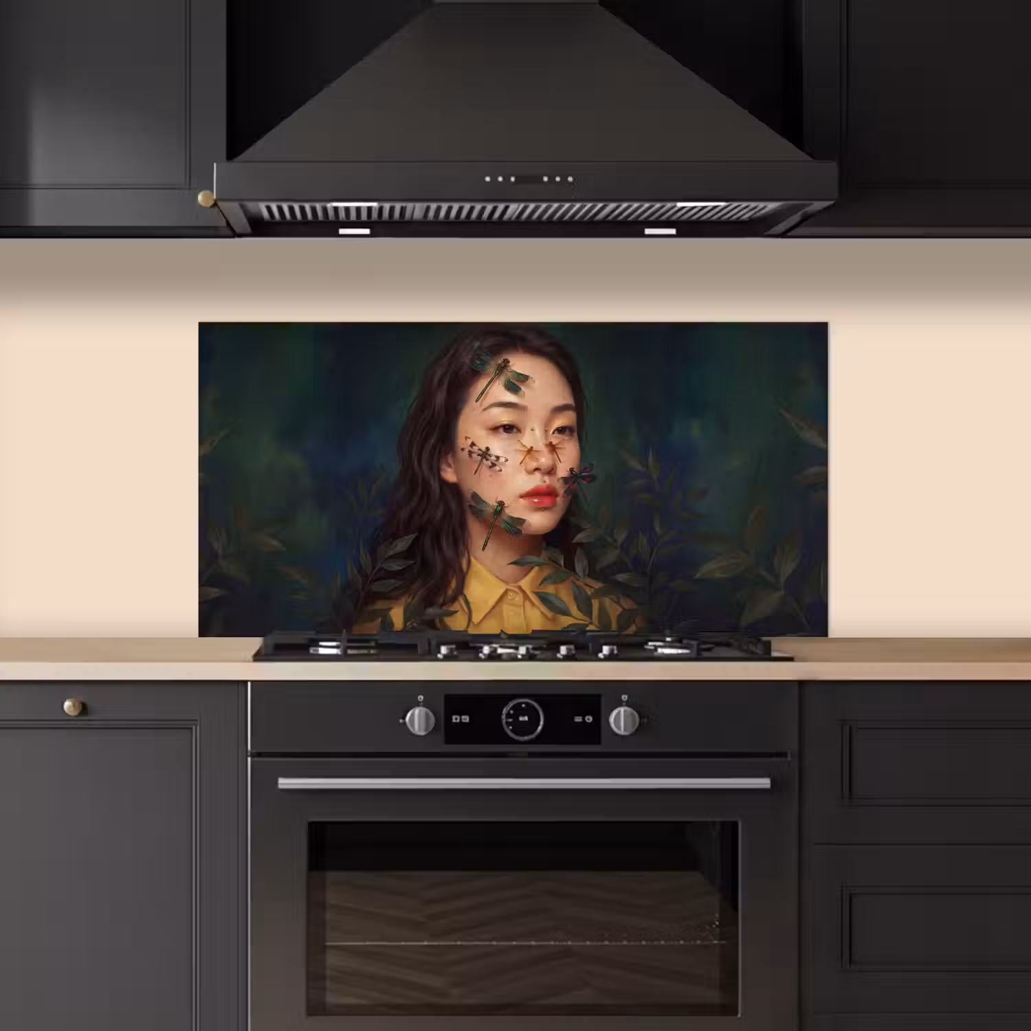 Vrouw - Insecten - Natuur - Portret - Groen keuken achterwand spatscherm middel -sfeer1