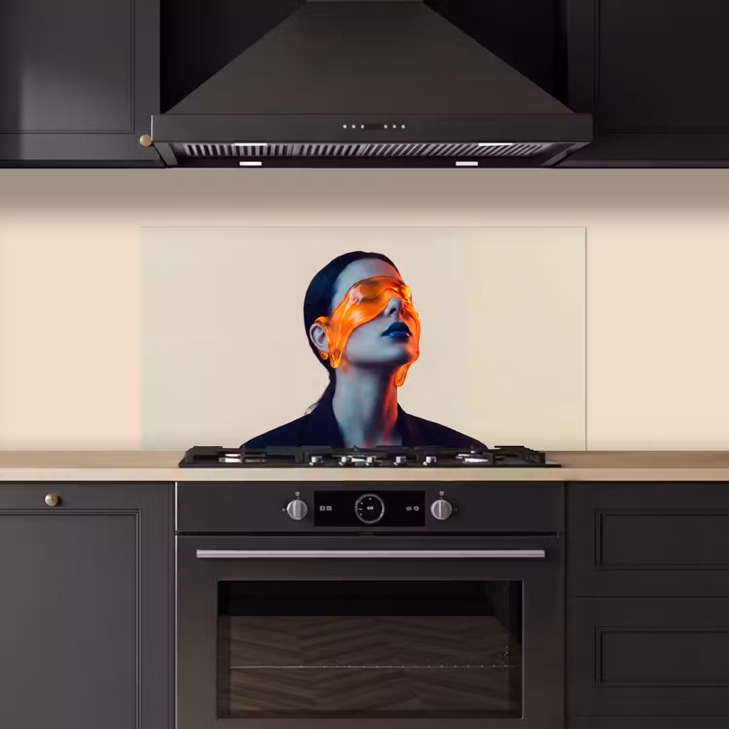 Vrouw - Oranje - Abstract - Modern - Kleurrijk keuken achterwand spatscherm middel -sfeer1