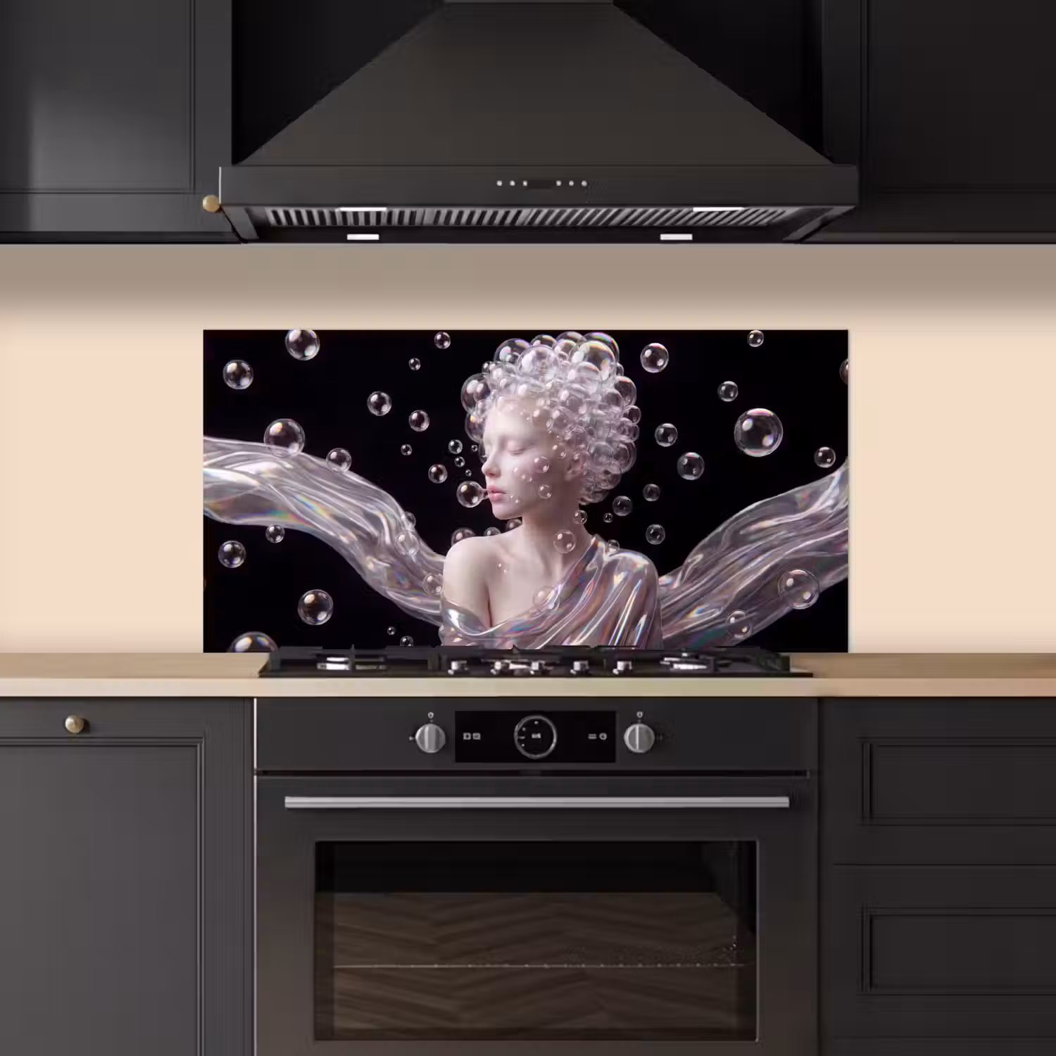 Vrouw - Bellen - Abstract - Kleurrijk keuken achterwand spatscherm middel -sfeer1