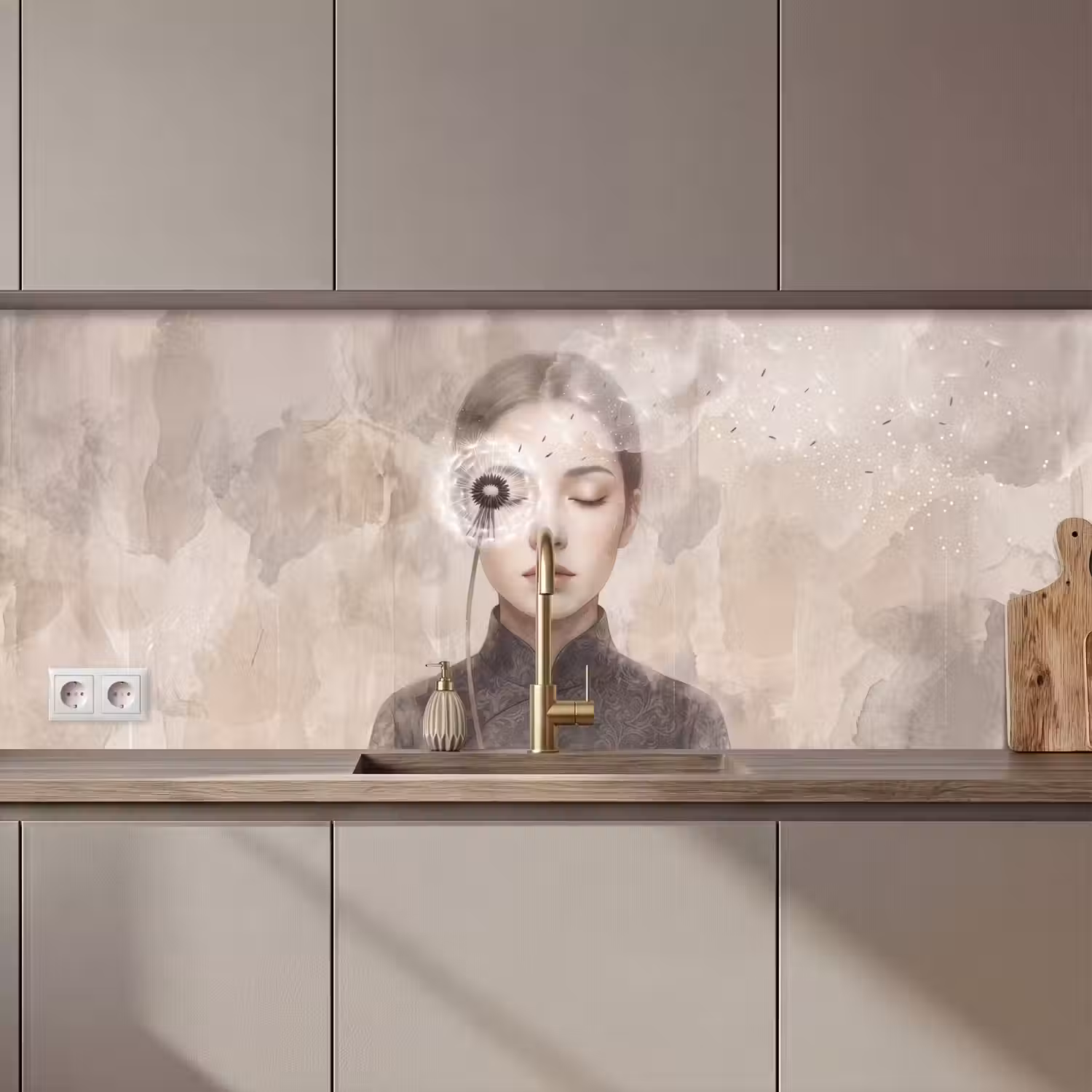 Vrouw - Sereen - Grijs keuken achterwand 2 middel zz_3dshopping