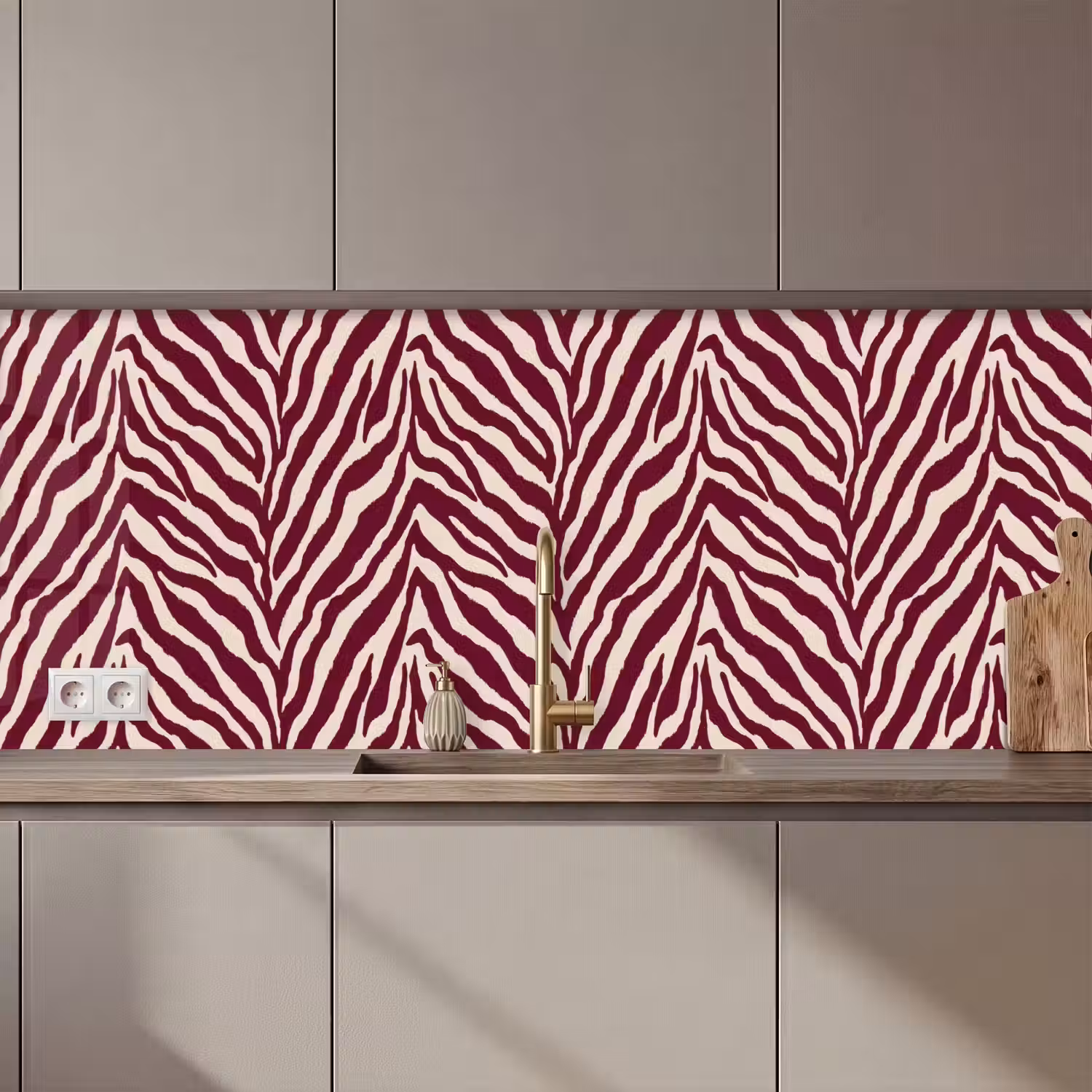 Zebra - Motief - Bordeaux - Rood keuken achterwand 2 middel 871 zz_3dshopping