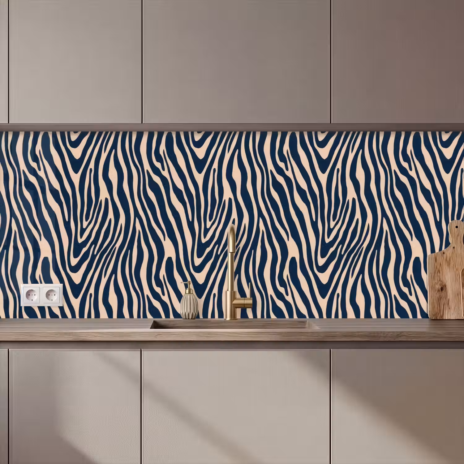Zebra - Patroon - Blauw - Beige keuken achterwand 2 middel 871 zz_3dshopping