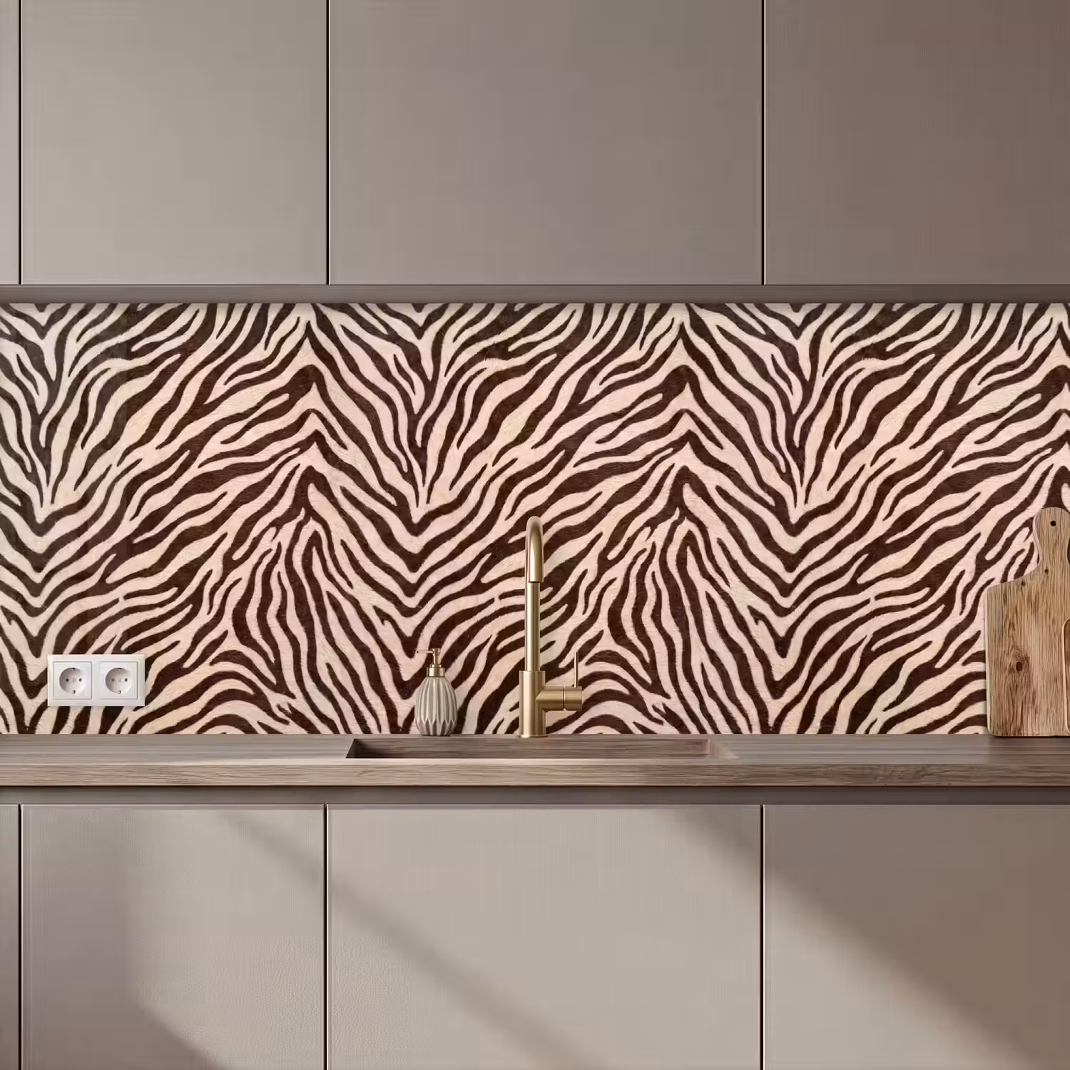 Zebra - Strepen - Bruin keuken achterwand 2 middel zz_3dshopping
